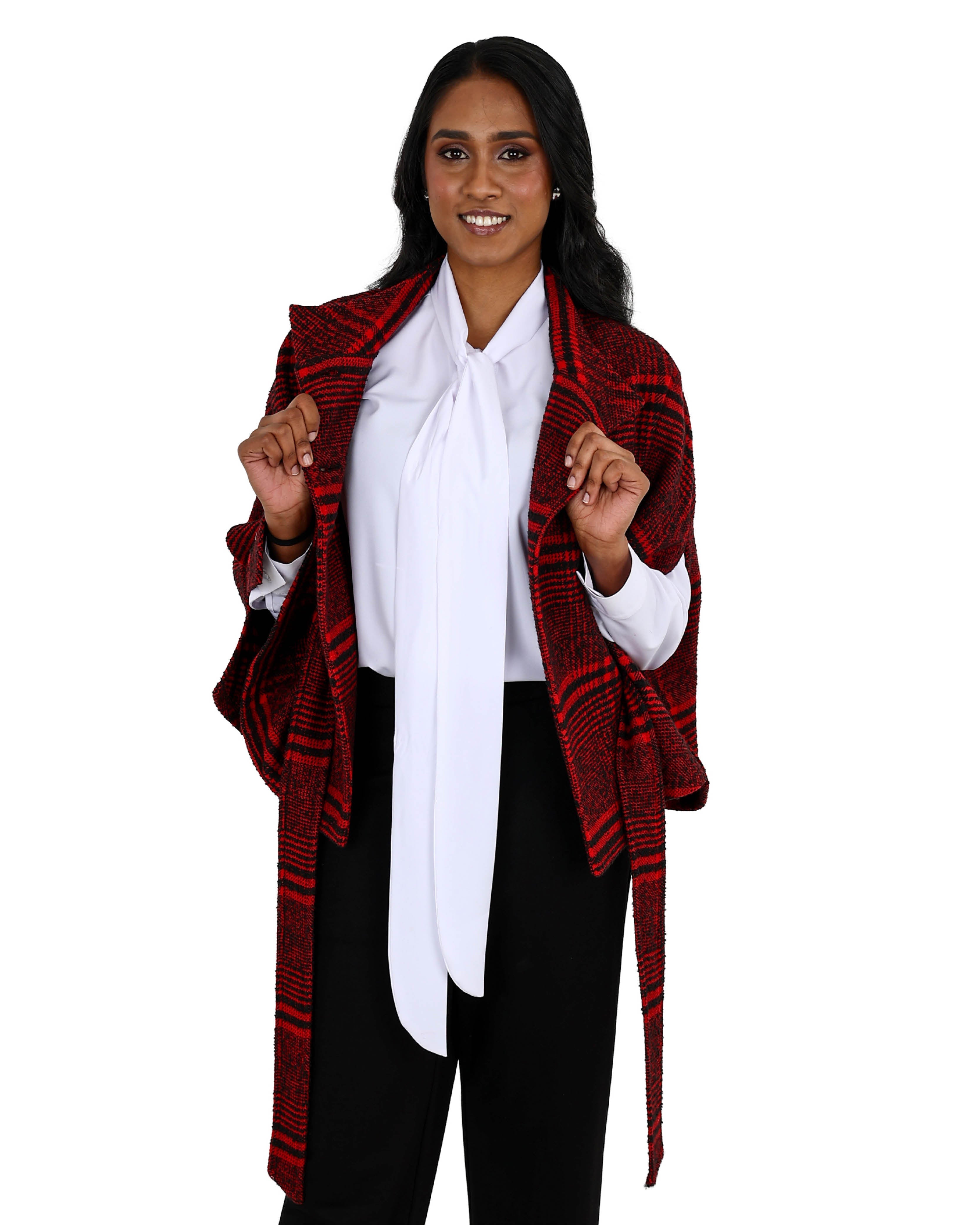 Double Breasted Belted Poncho Coat