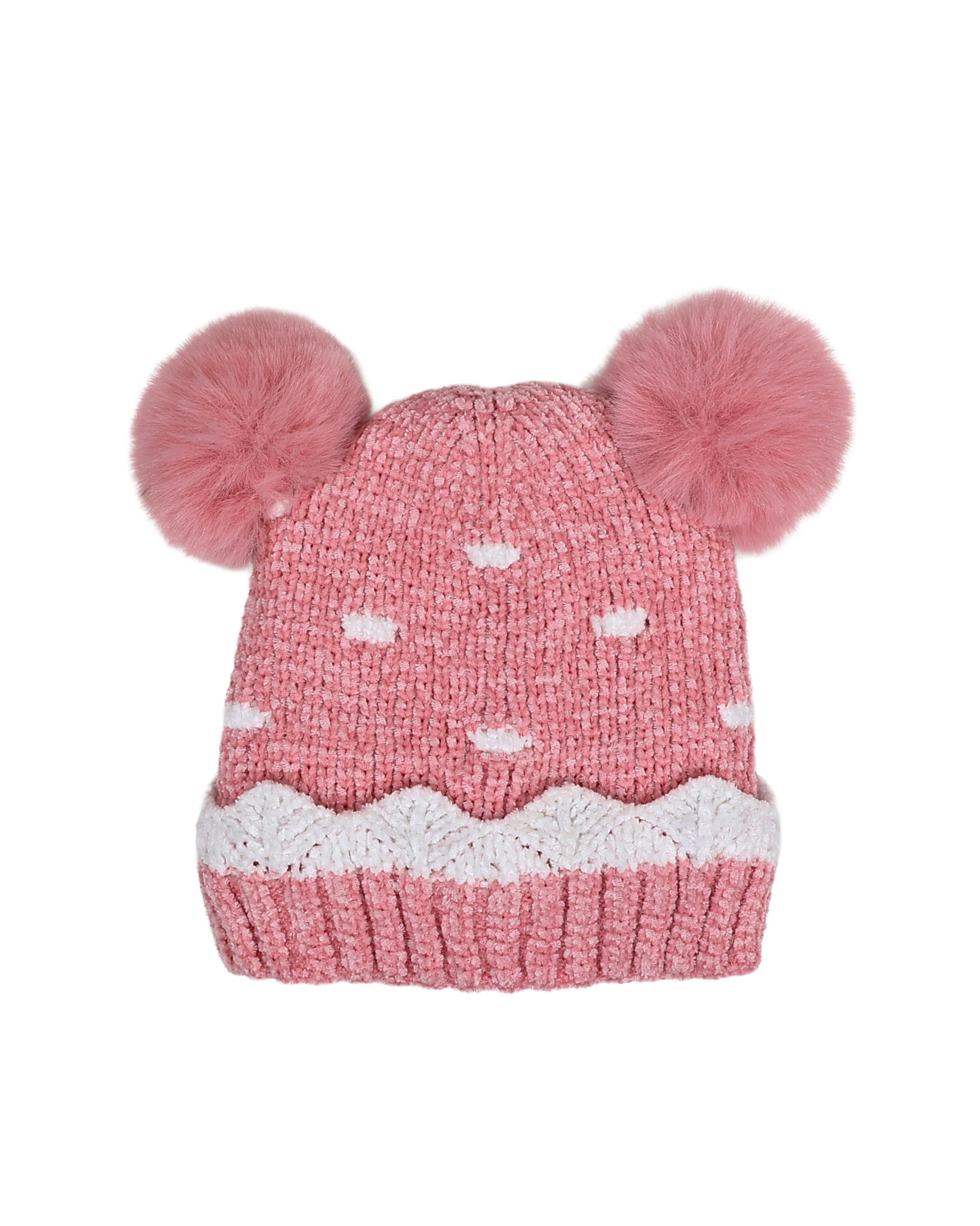 Scattered Floral Double Pompom Beanie
