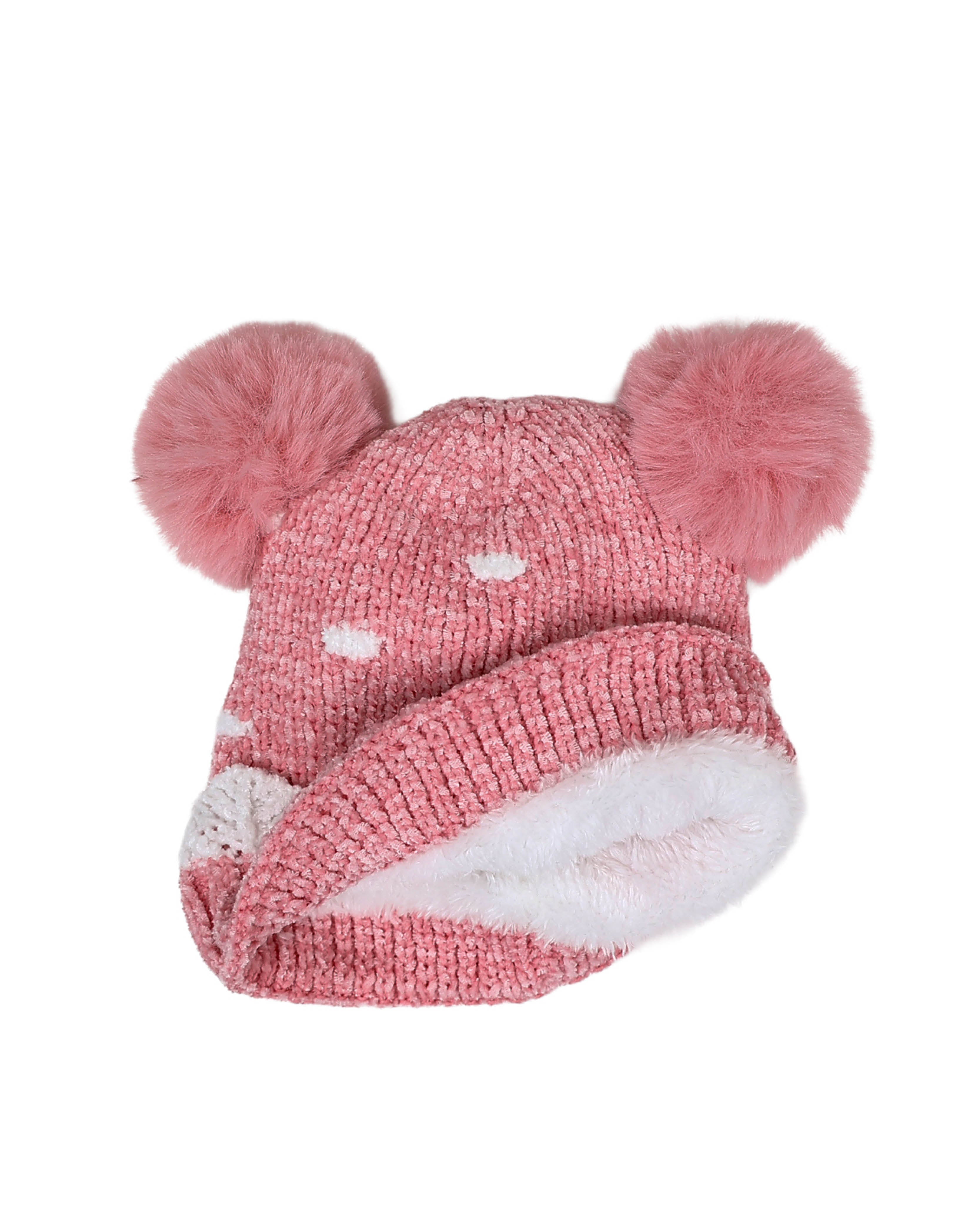 Scattered Floral Double Pompom Beanie