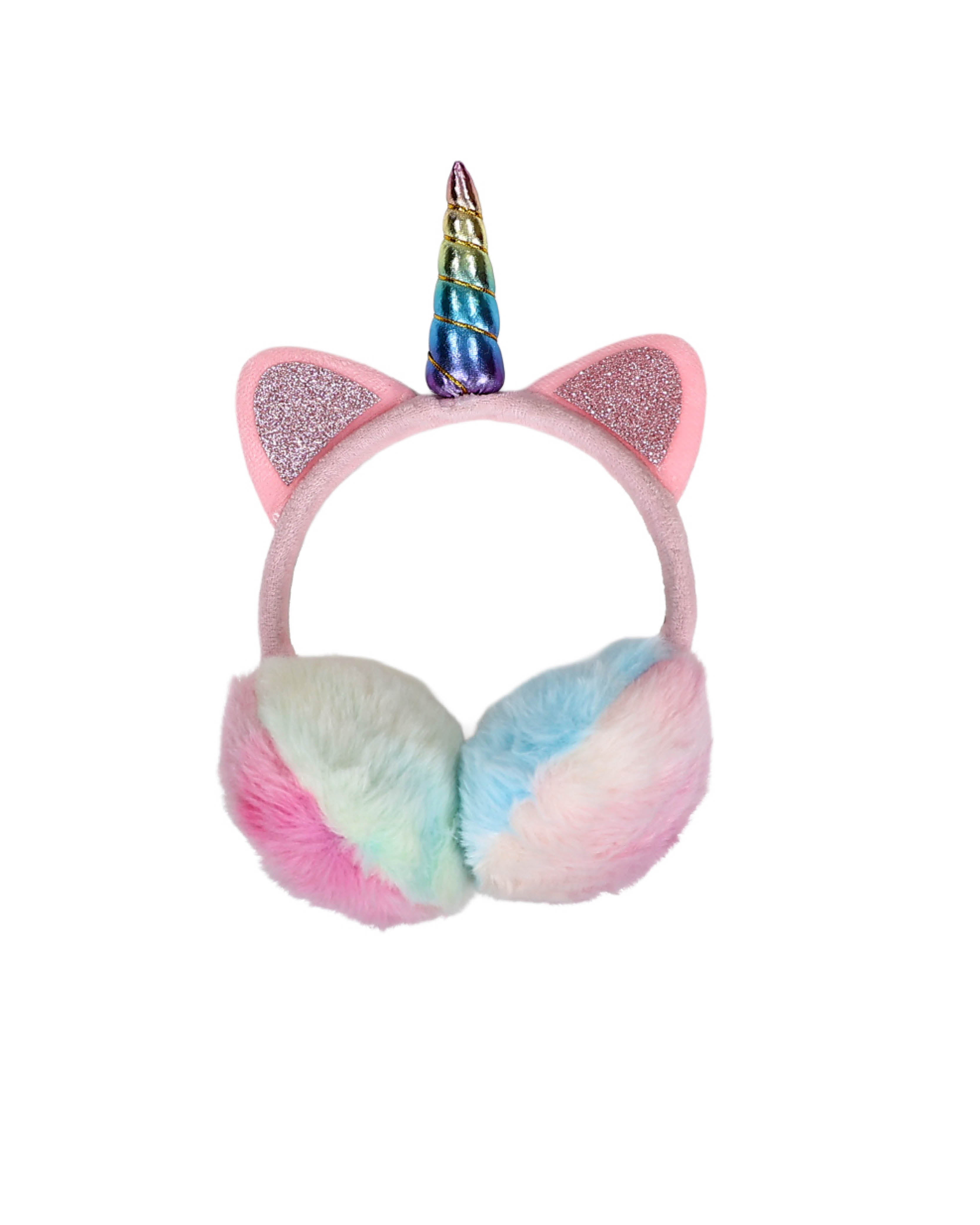 Rainbow Plush Unicorn & Cat Ears Earmuff