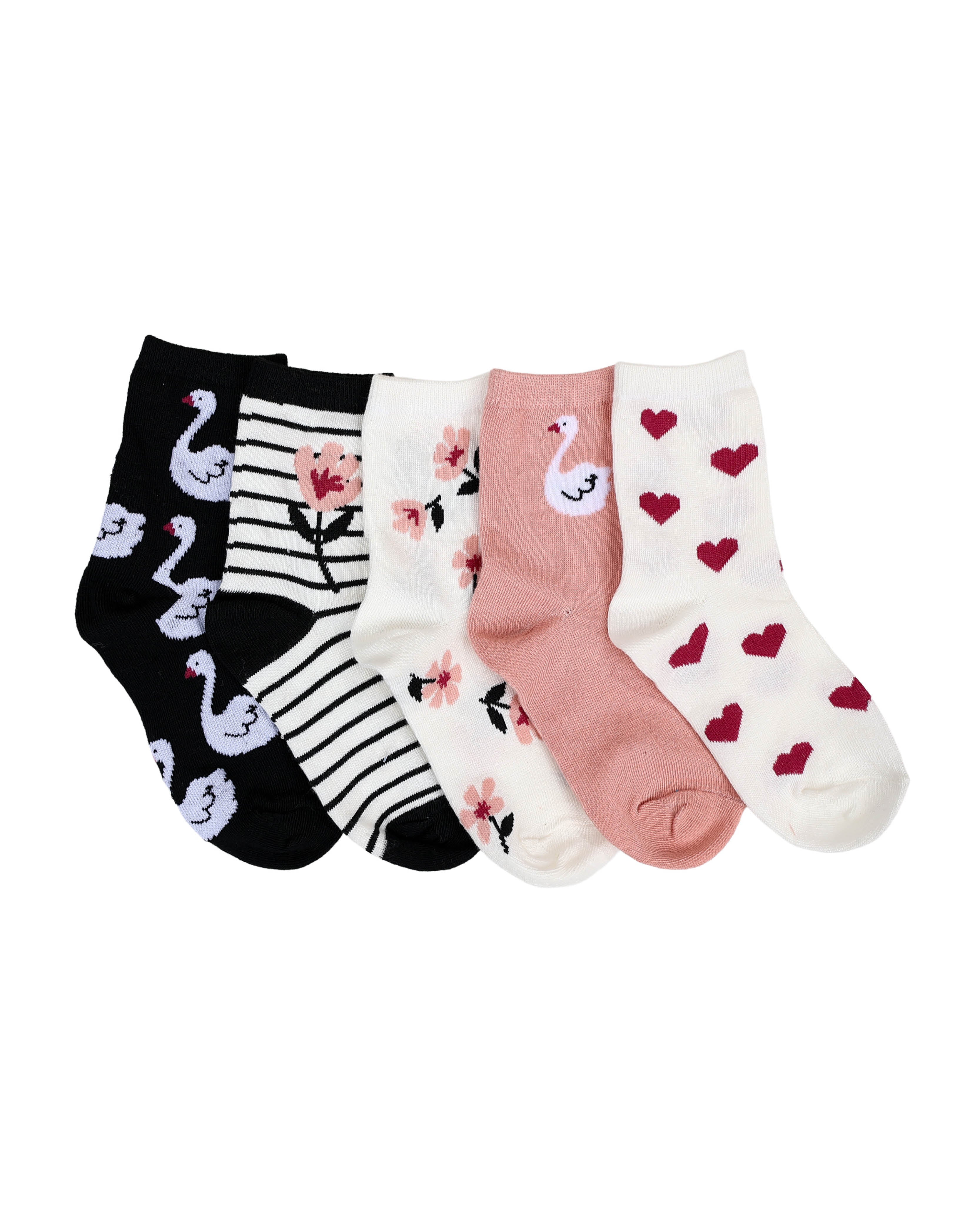 5 Pack Swan & Floral Socks
