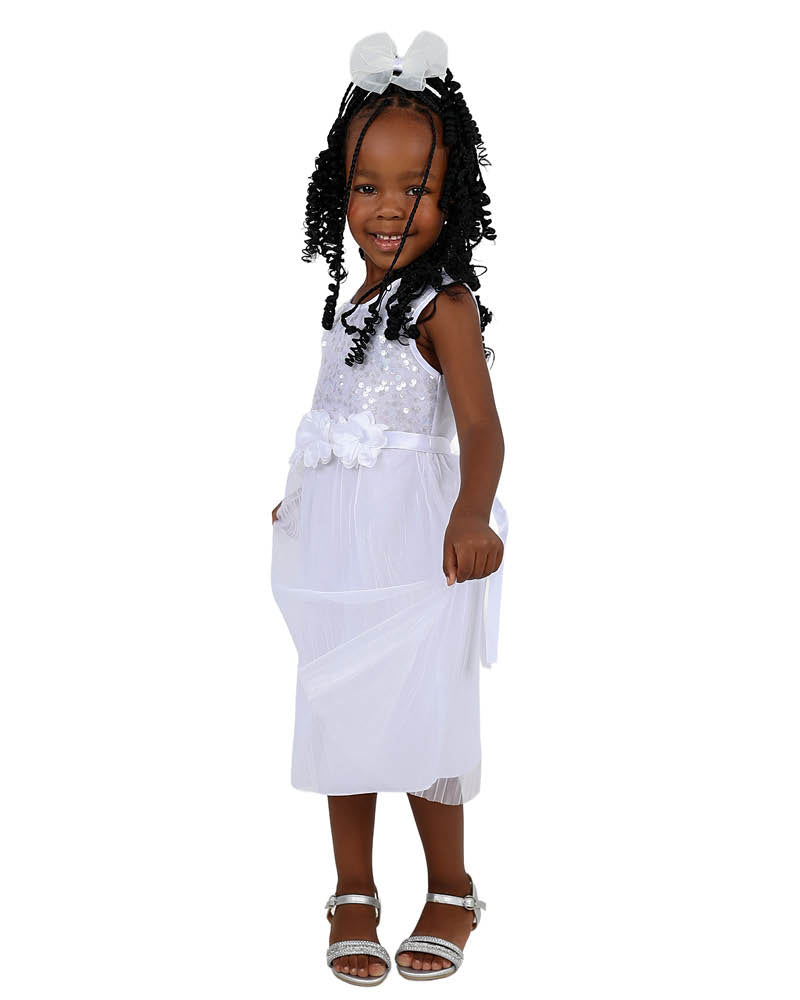 Sleeveless Sequin Bodice & Pleated Party Dress