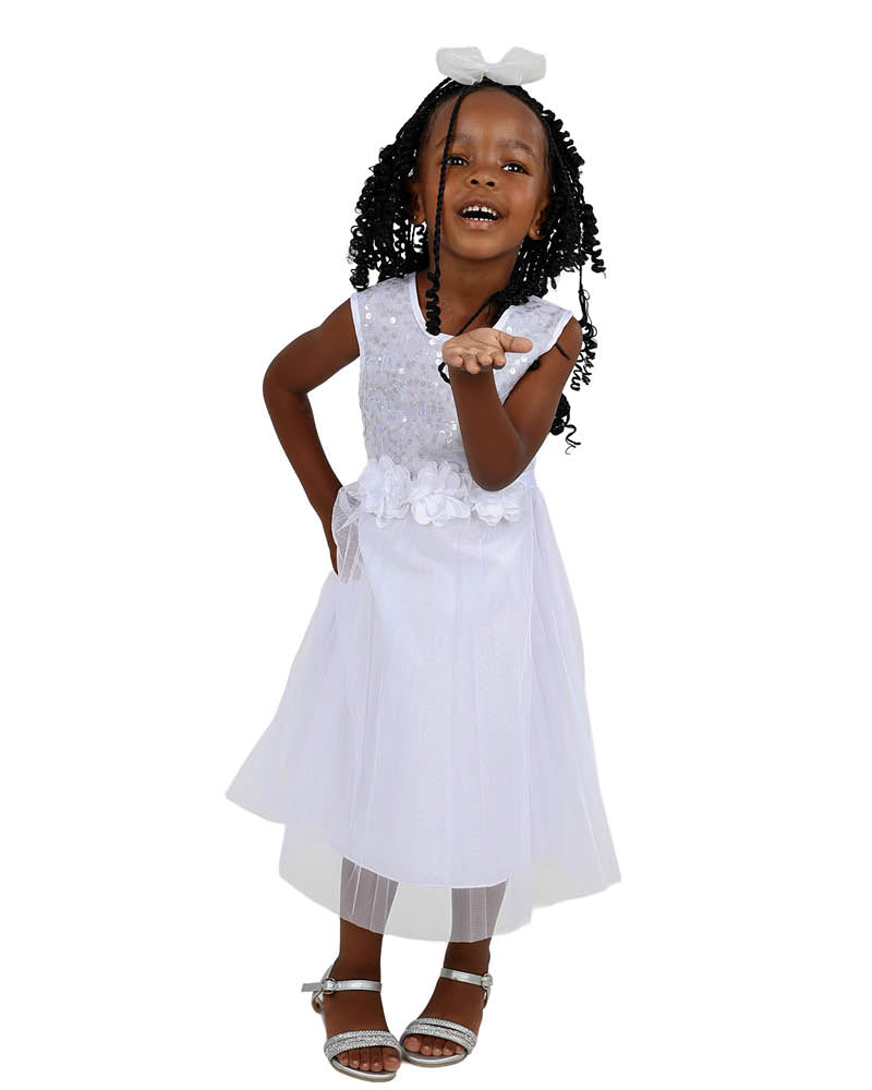 Sleeveless Sequin Bodice & Pleated Party Dress