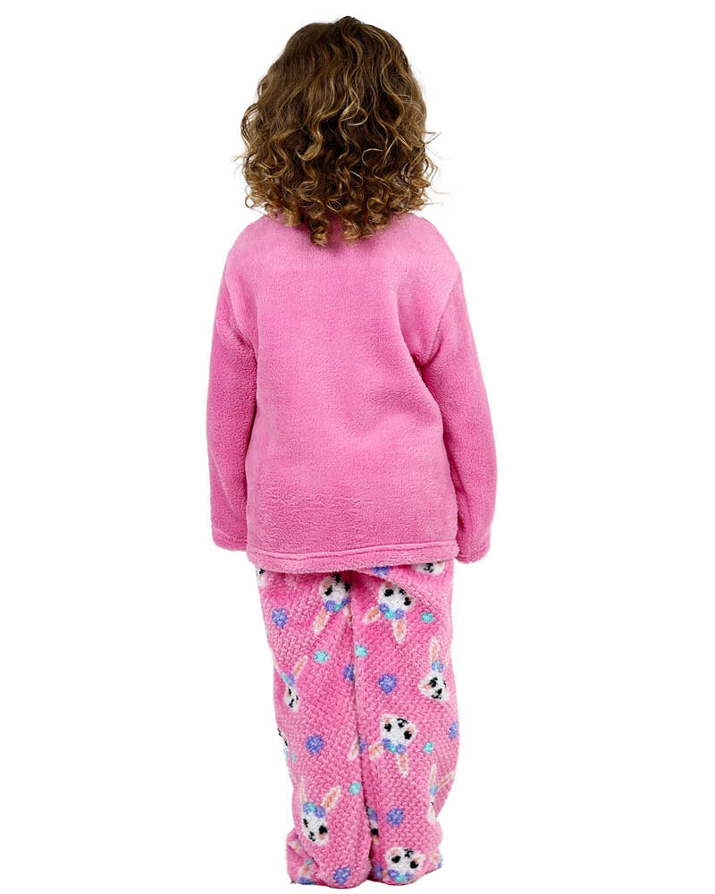 Plush Fleece Pink Winter Bunny Pyjama Set