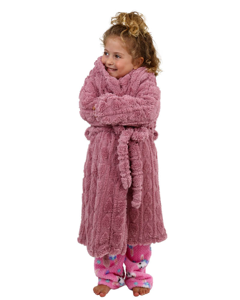 Pink Heart Embossed Hooded Gown