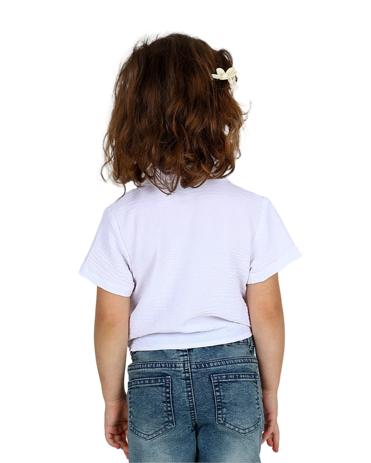 Short Sleeve White Tie Detail Shirt