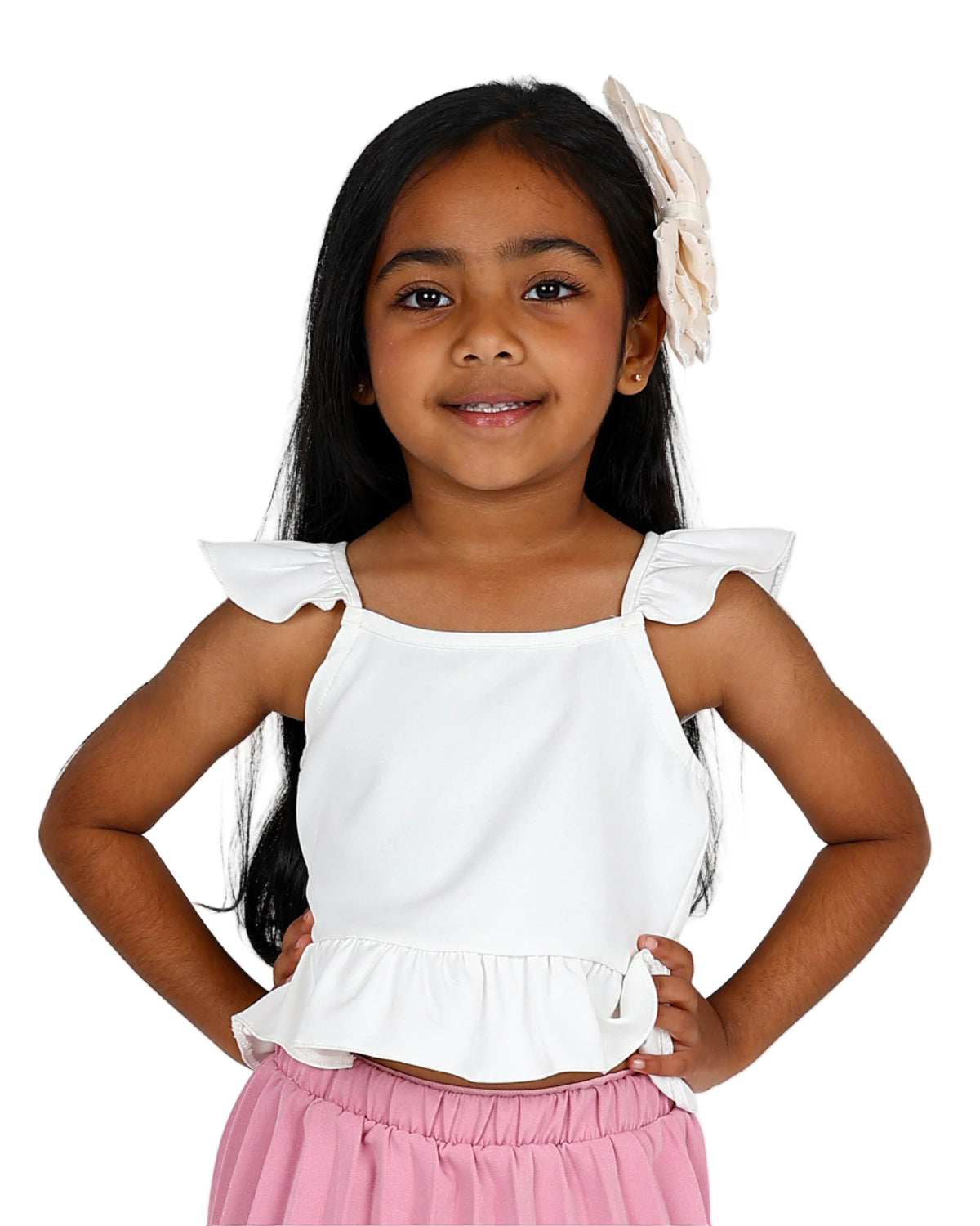 Short Sleeve White Peplum Crop Top