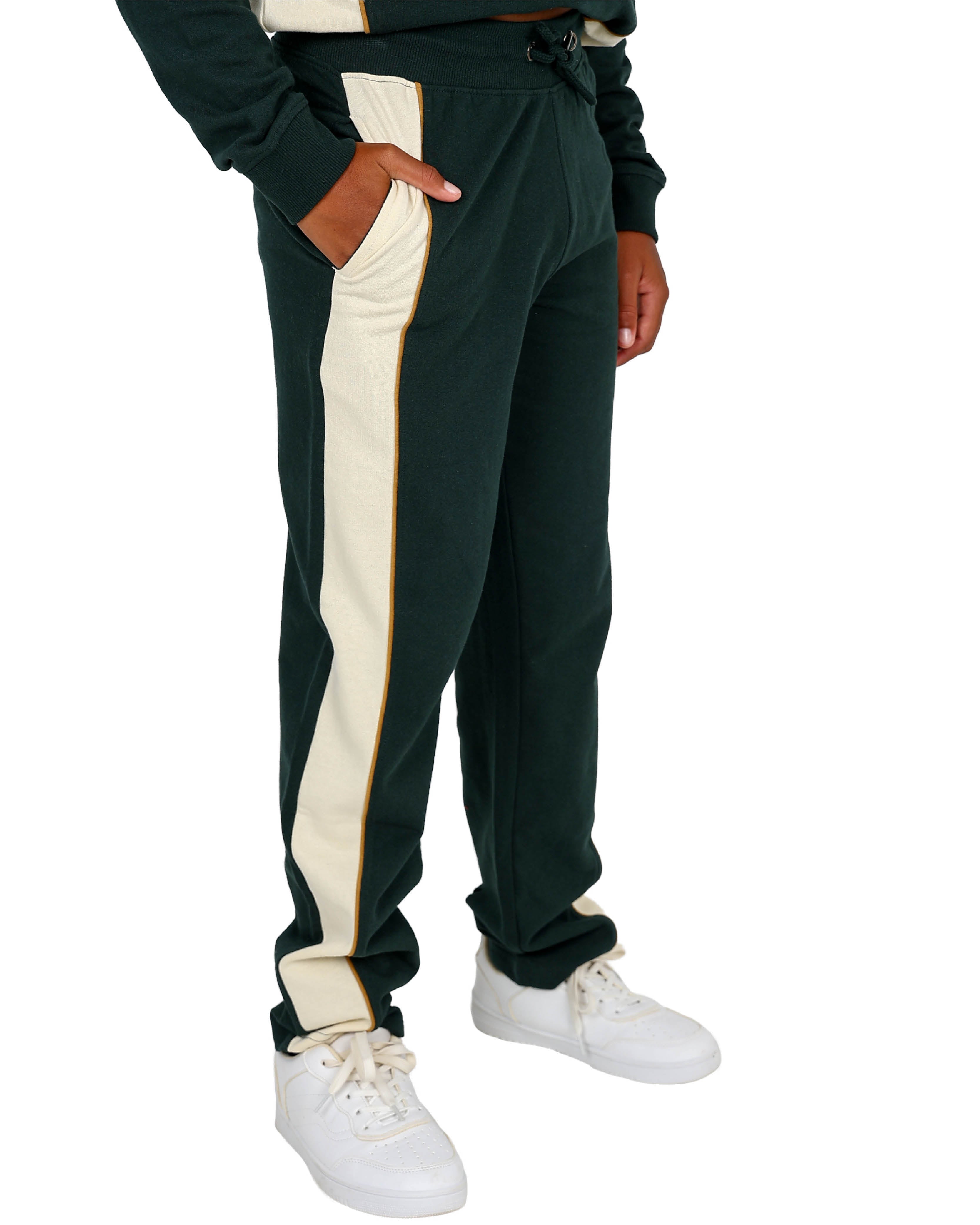 Panel Inset Green Track Pants