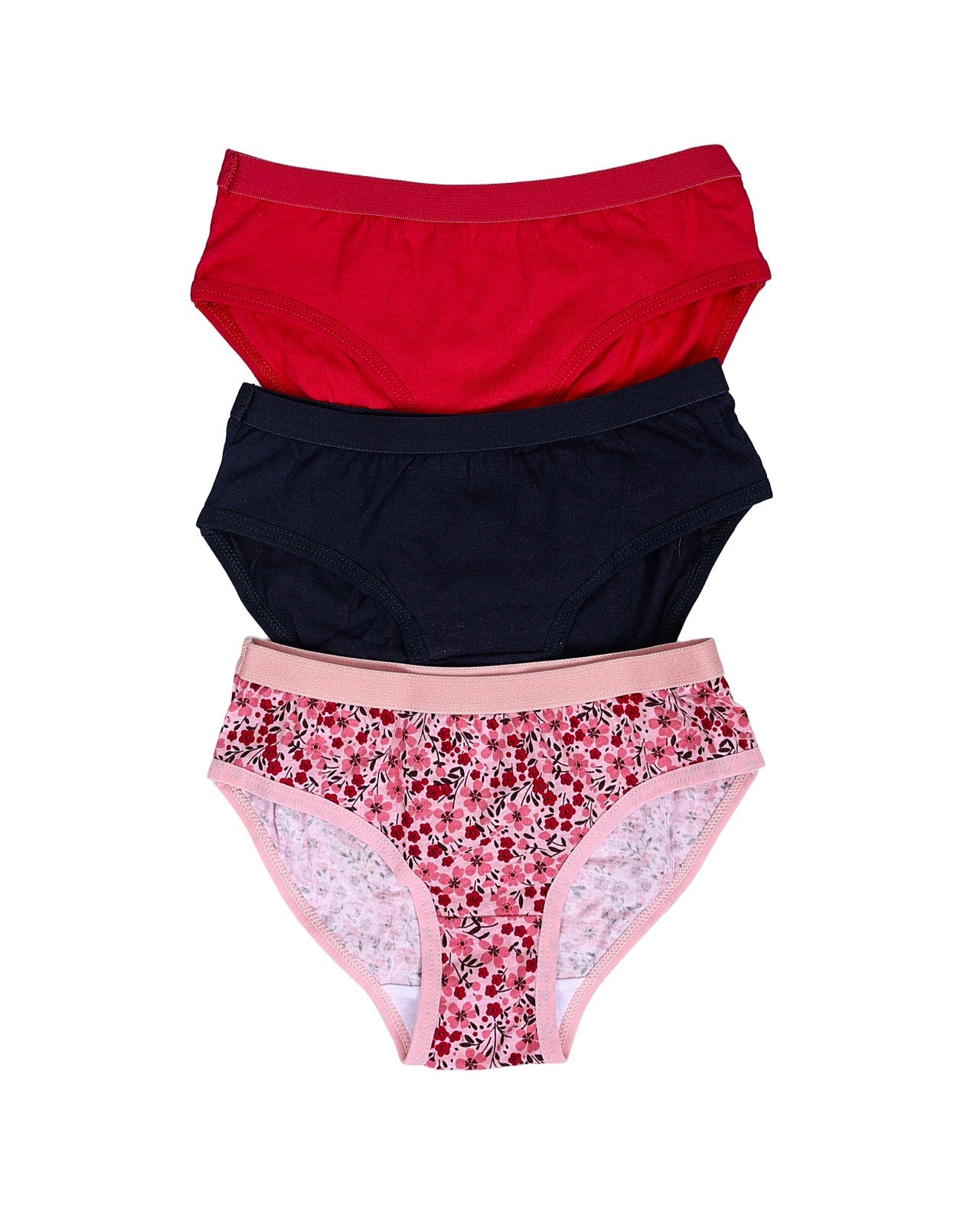 3 Pack Floral & Plain Bikini Panties