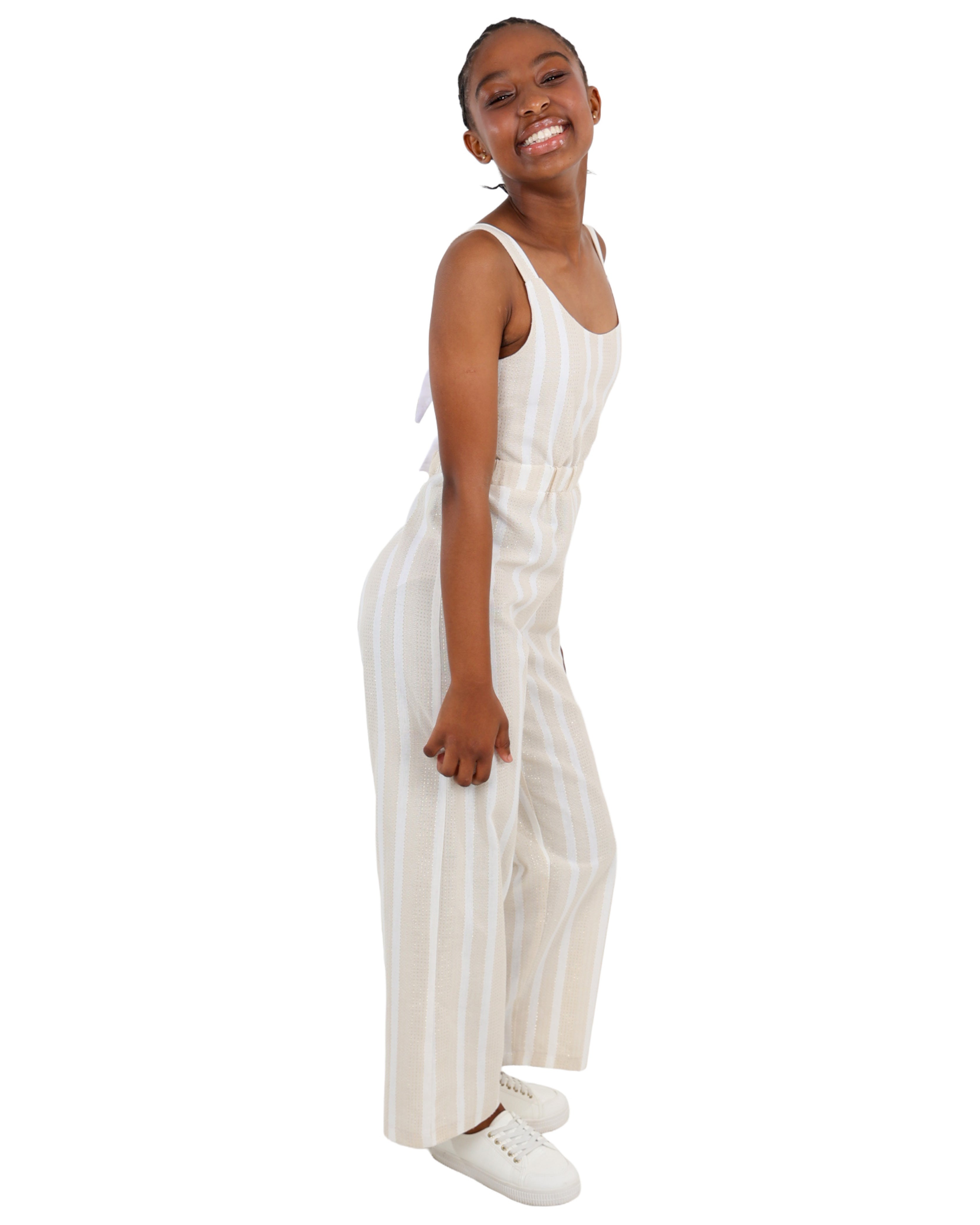 Strappy Lurex Striped Jumpsuit