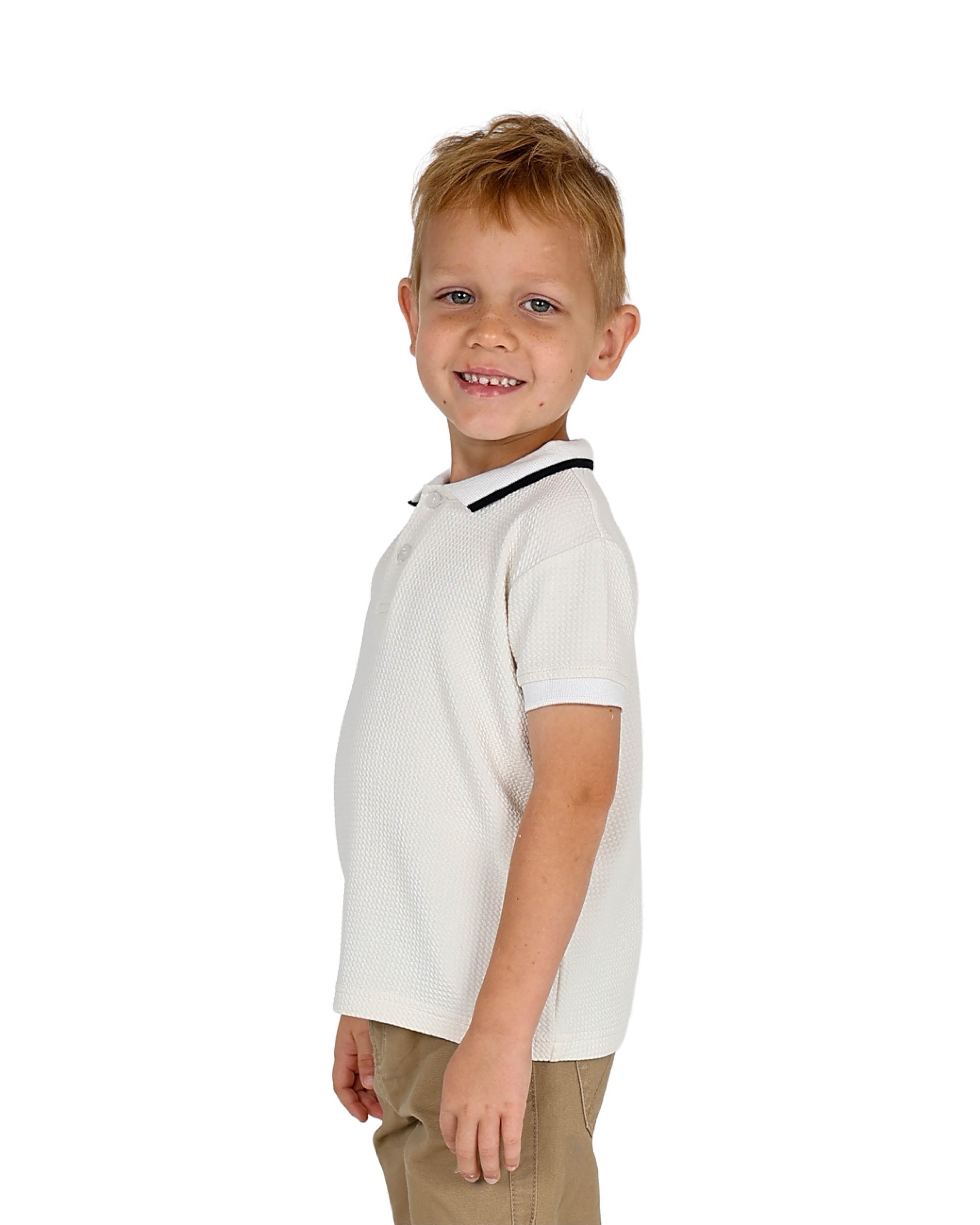 Short Sleeve Cream Bubble Textured Golfer