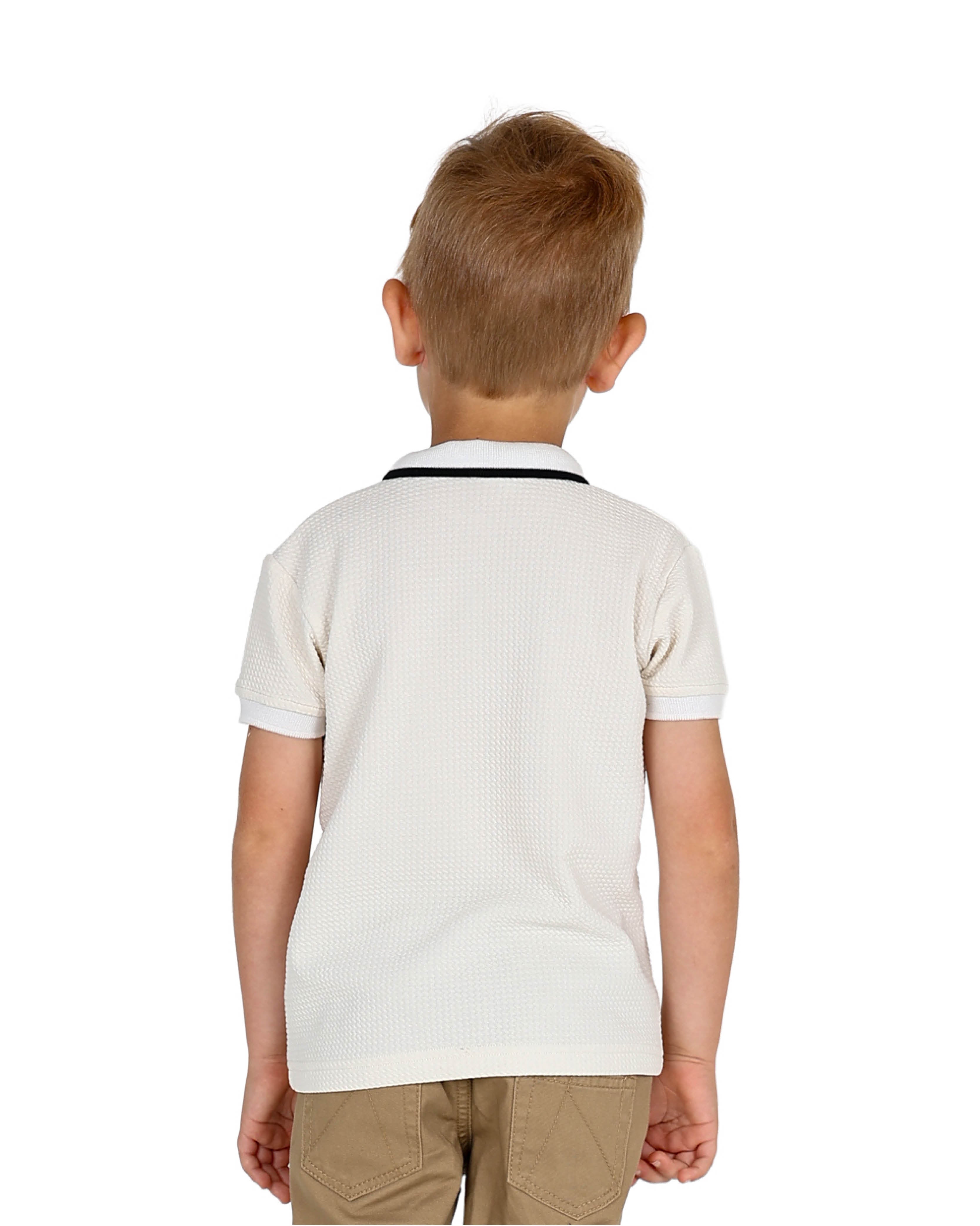 Short Sleeve Cream Bubble Textured Golfer