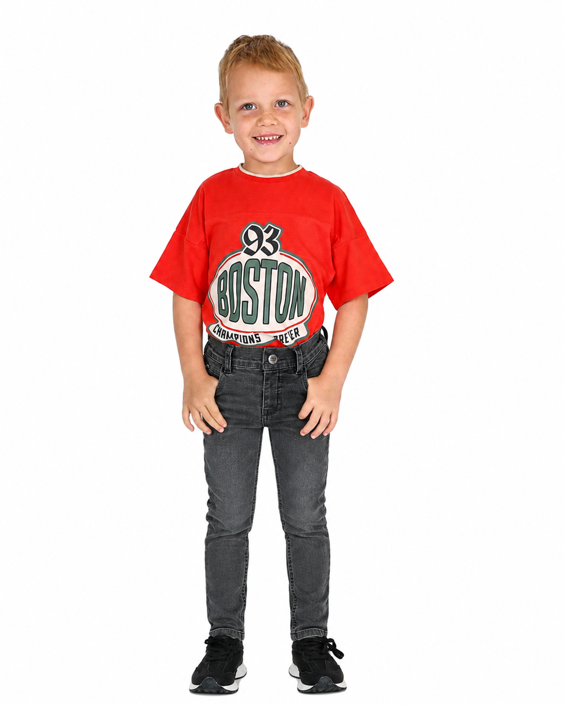 Grey Slim Fit Whisker Detail Stretch Jeans