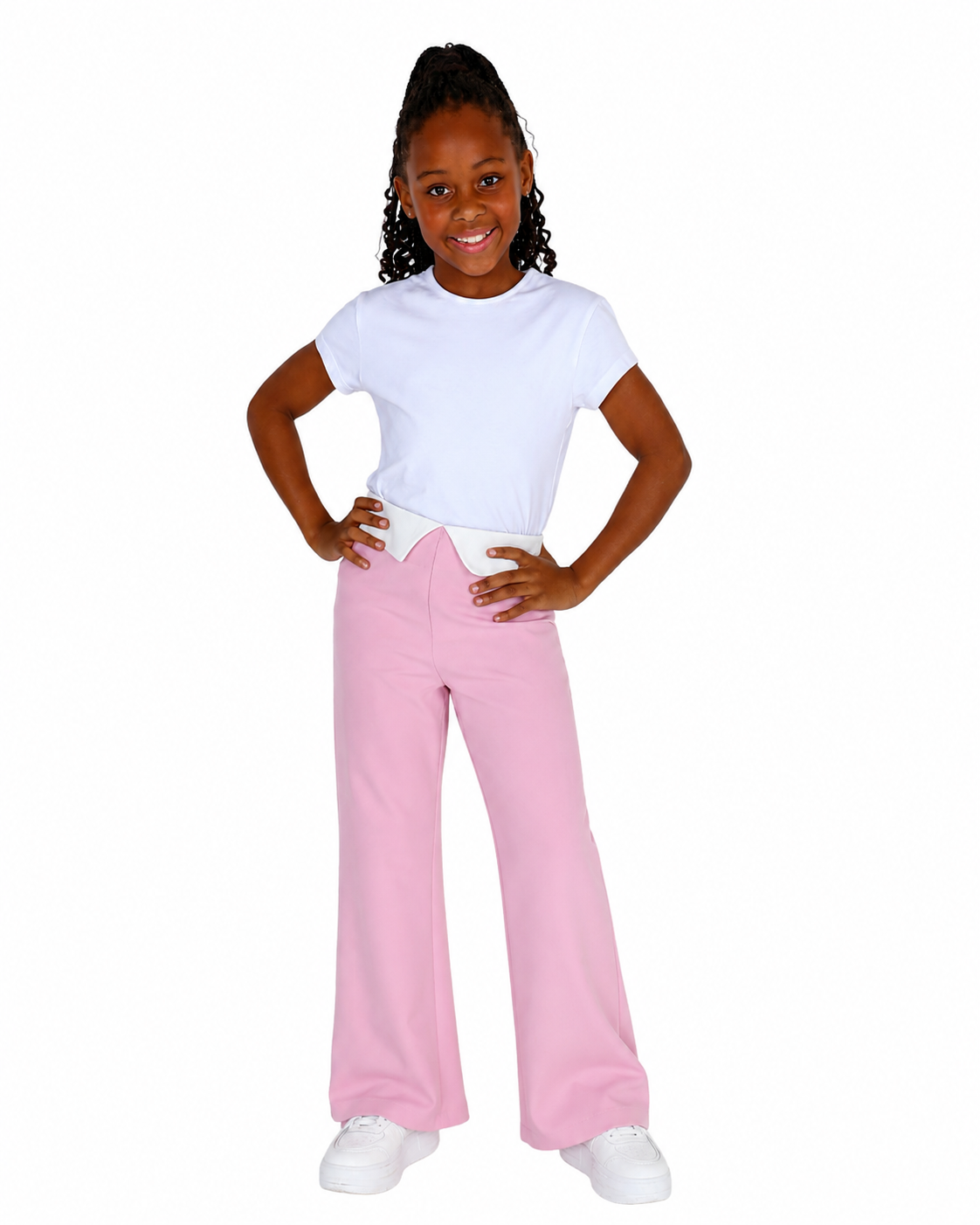 Contrast Waist Flap Full Length Pants