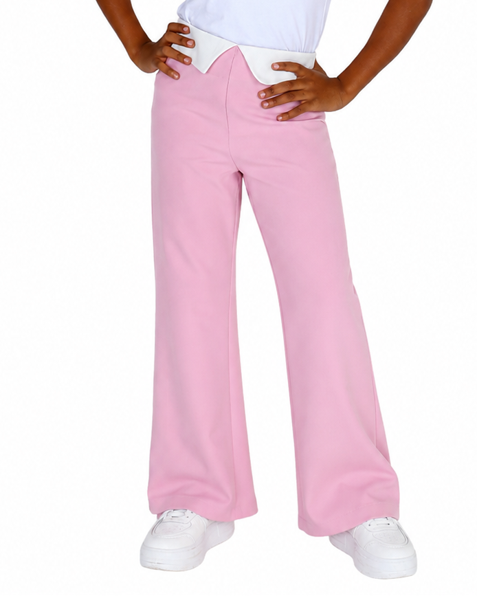 Contrast Waist Flap Full Length Pants