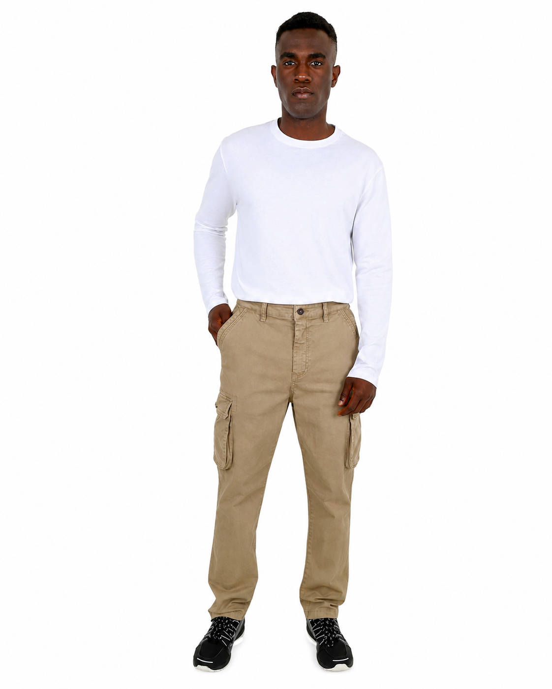 Regular Fit Khaki Cargo Cotton Pant