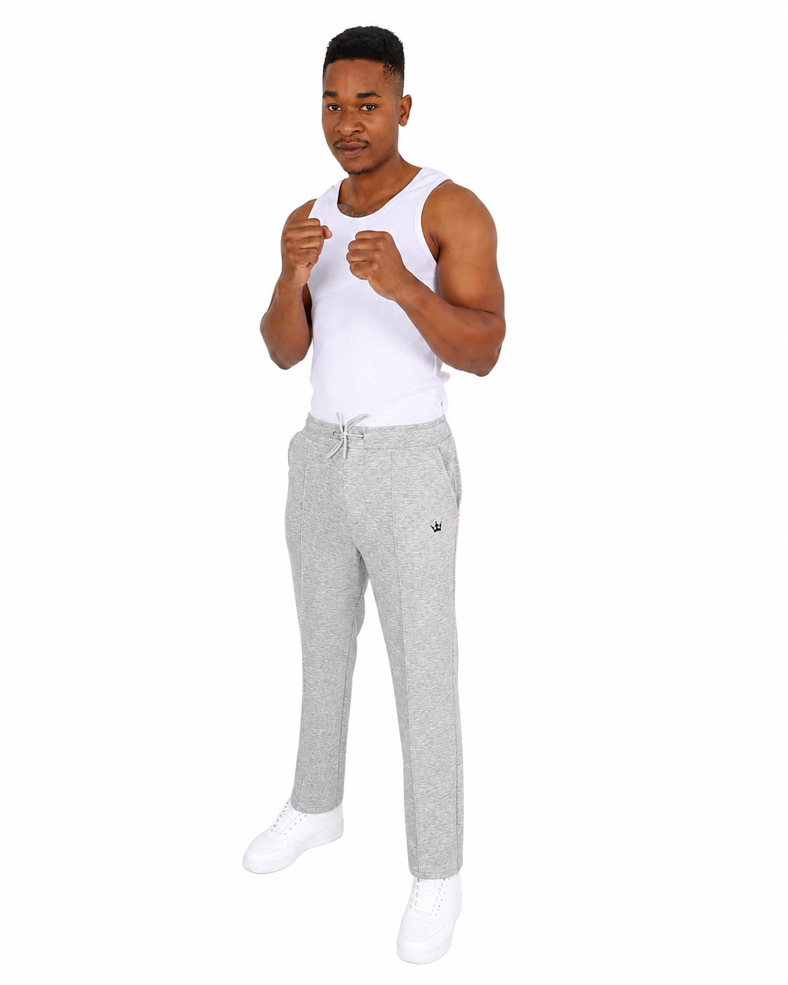 Grey Pintuck Tapered Open Hem Jogger
