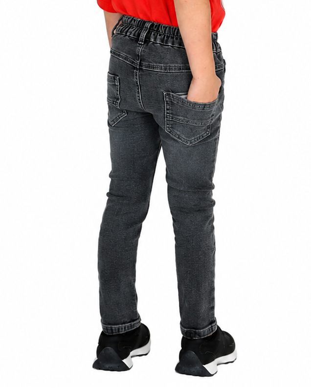 Grey Slim Fit Whisker Detail Stretch Jeans
