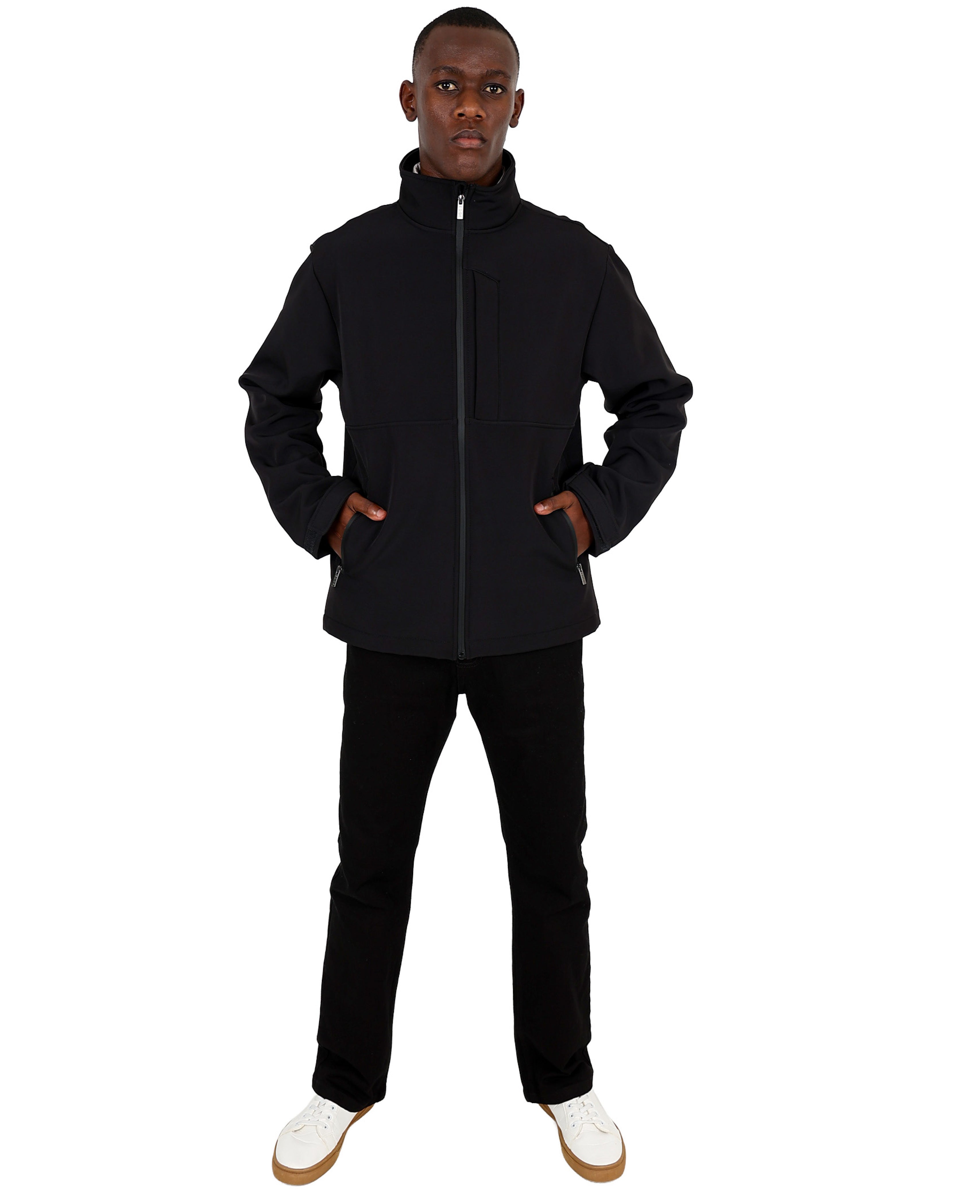 Black Bonded Fleece Softshell Jacket