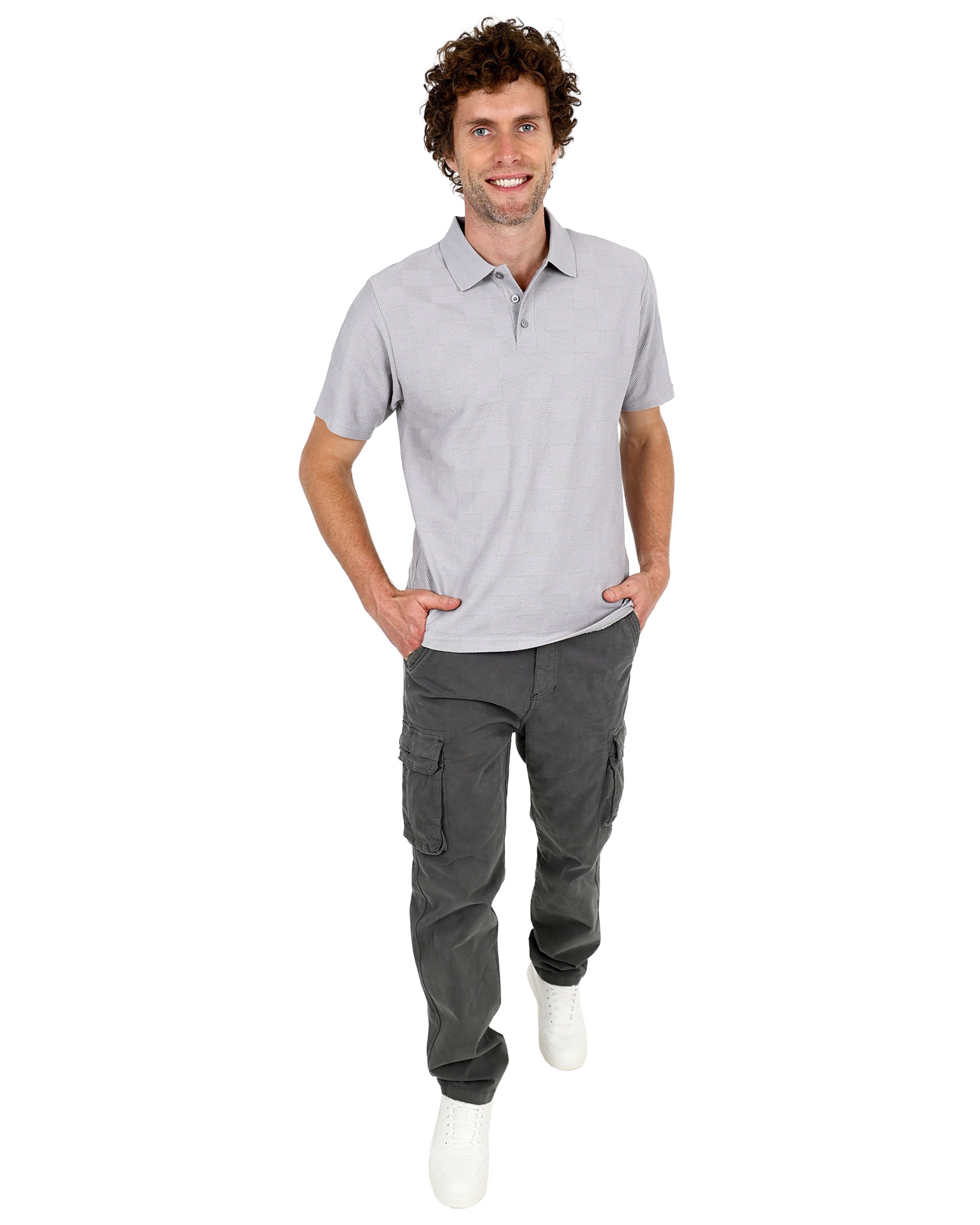 Short Sleeve Silver Jaquard Golfer
