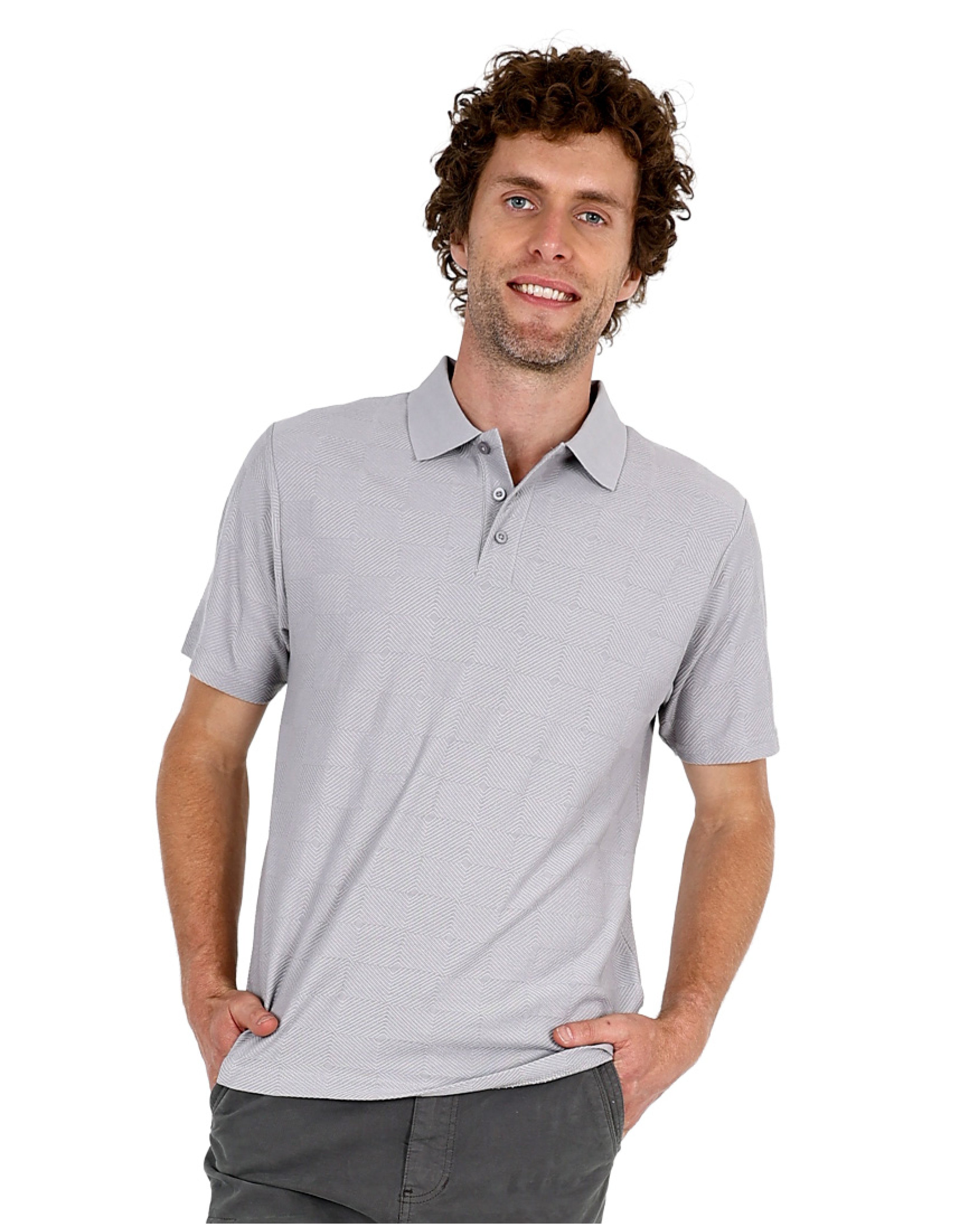 Short Sleeve Silver Jaquard Golfer