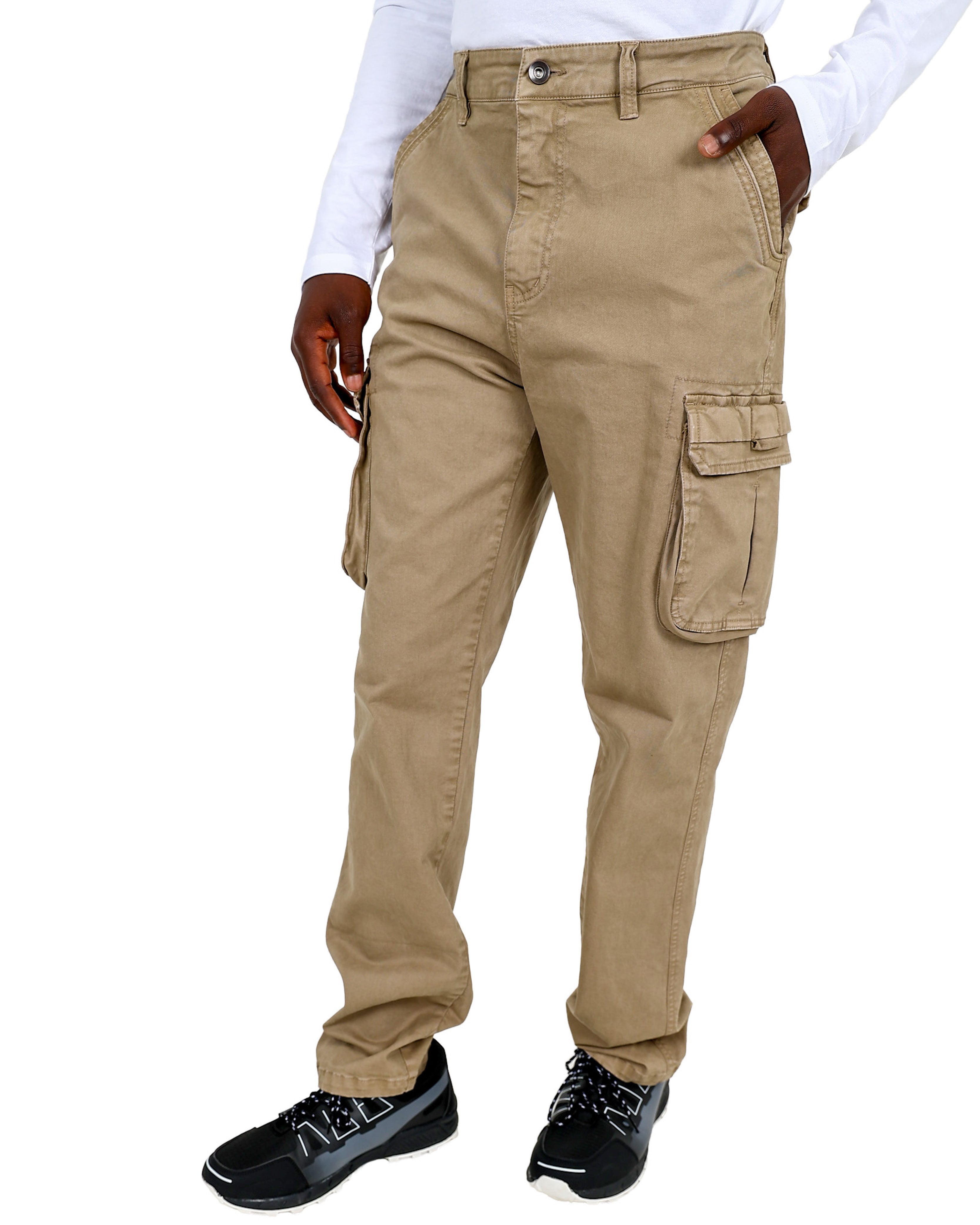 Regular Fit Khaki Cargo Cotton Pant
