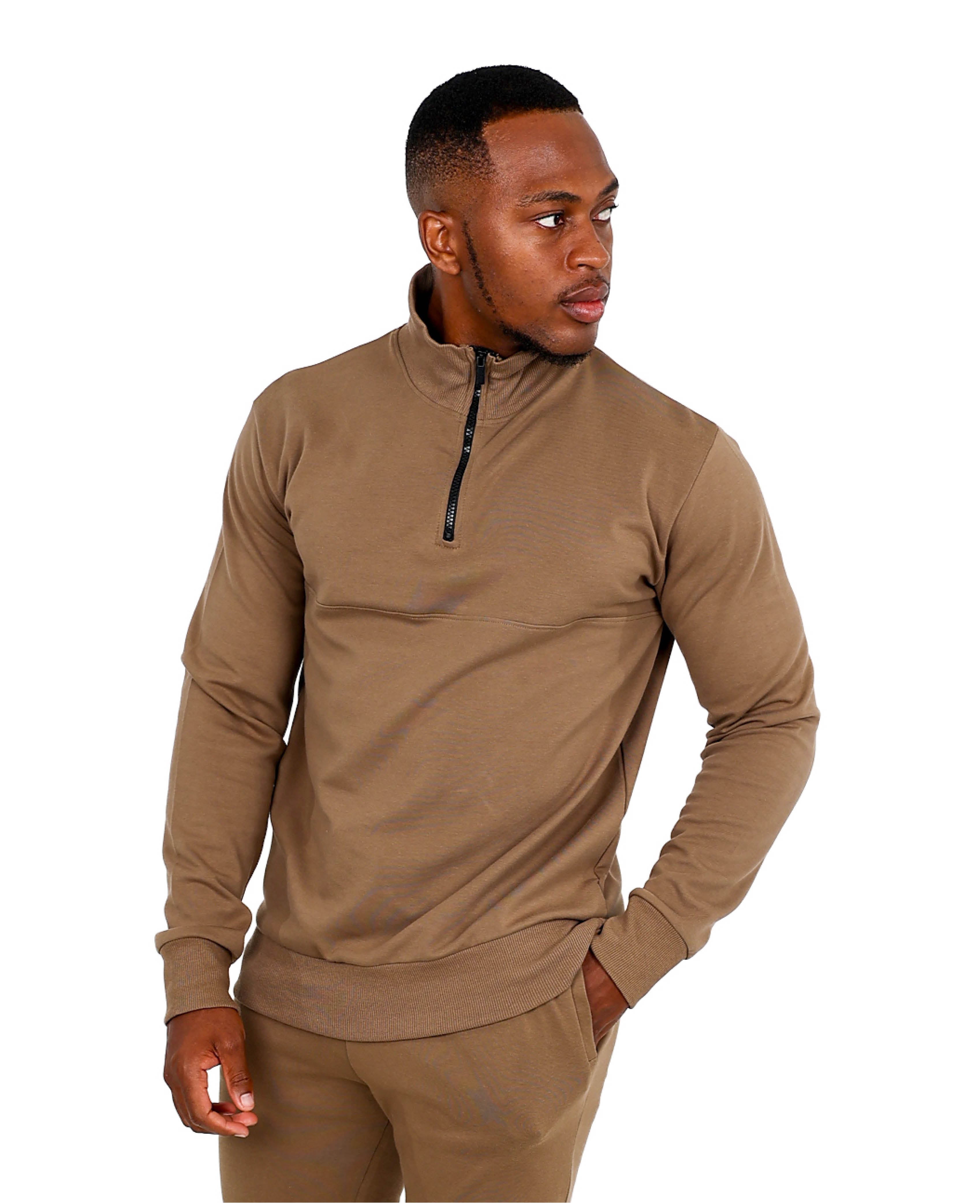 Long Sleeve Bronze 1/4 Zip Up Sweatshirt