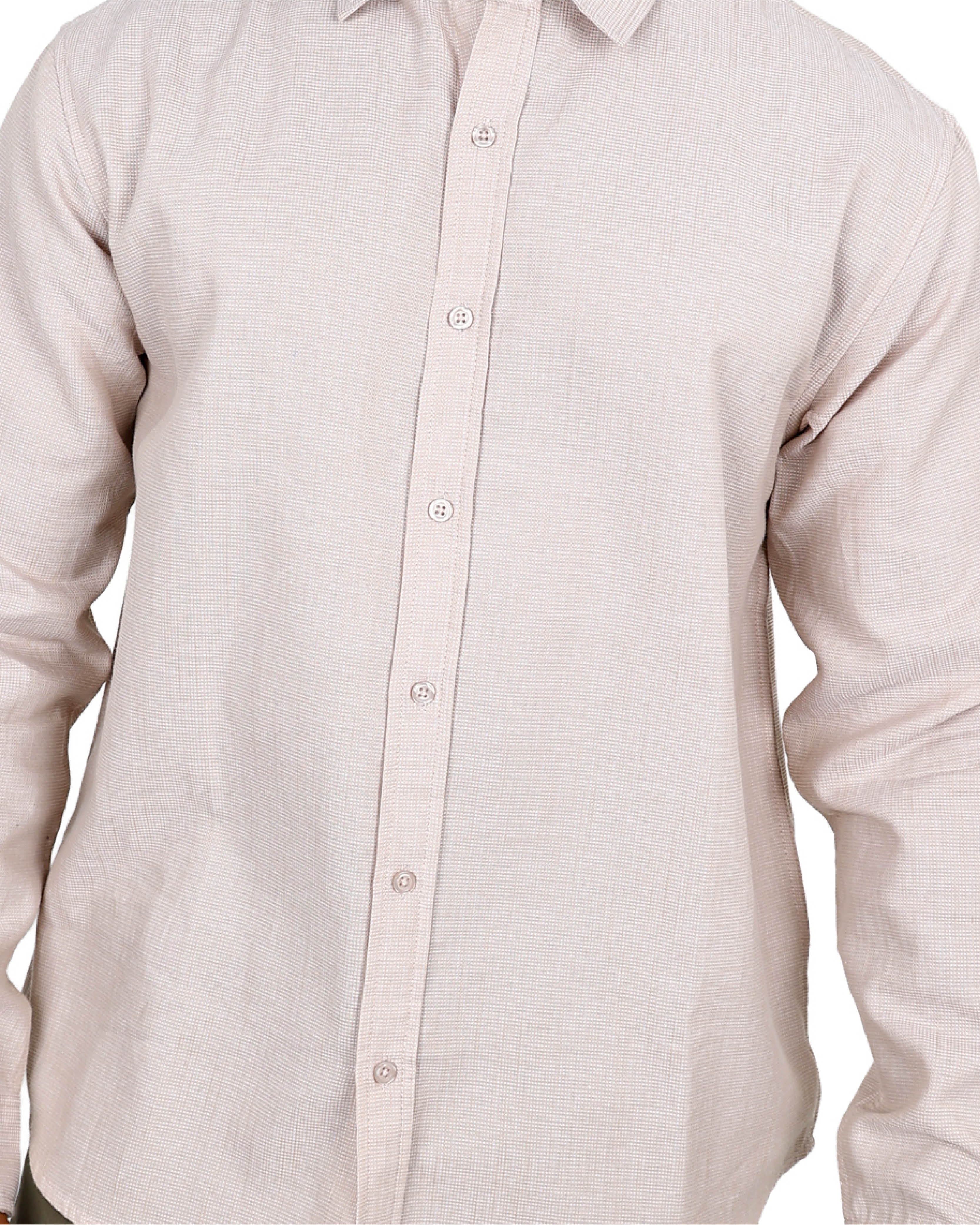 Long Sleeve Mini Waffle Textured Stone Shirt