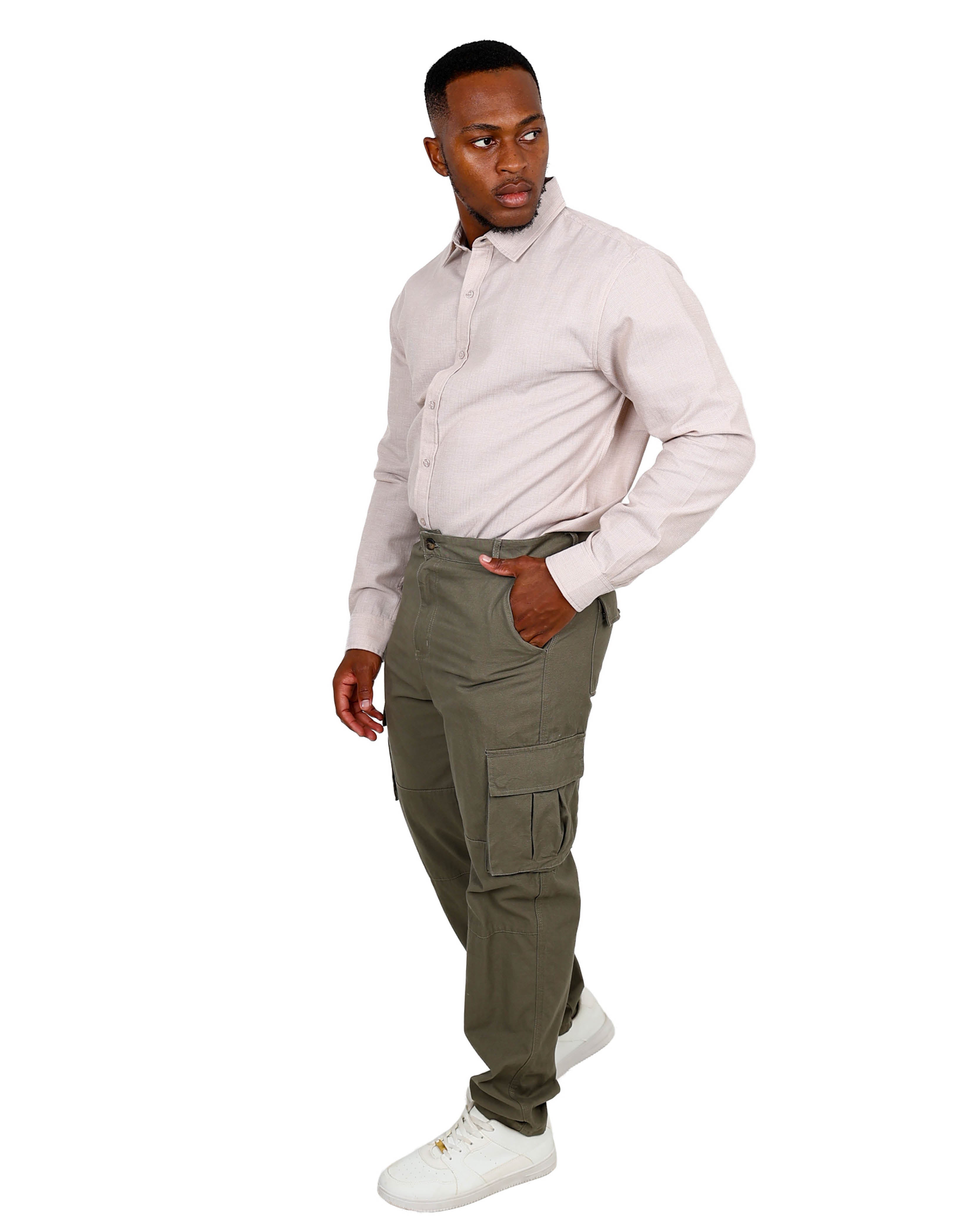 Long Sleeve Mini Waffle Textured Stone Shirt