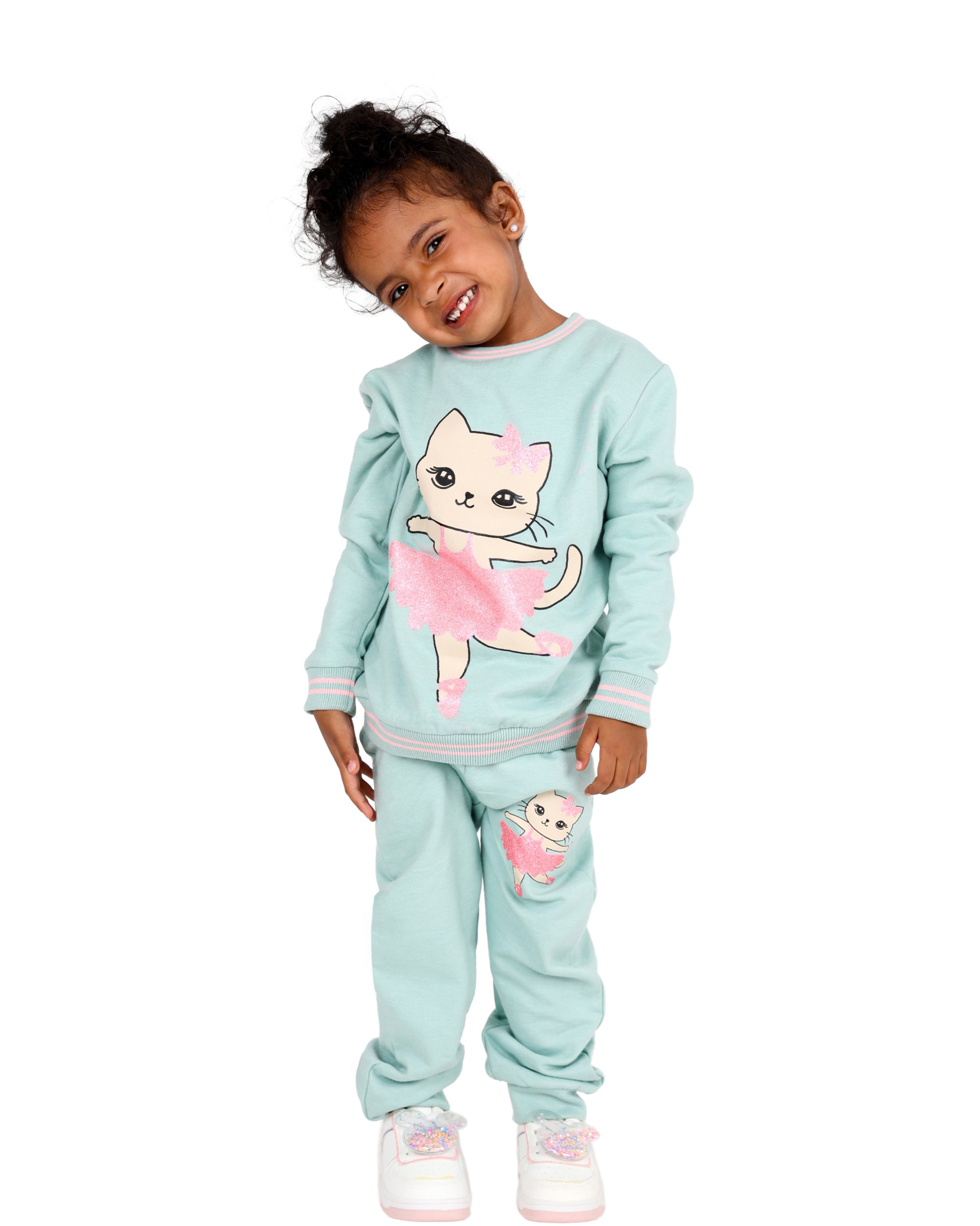 2 Pack Ballerina Cat Graphic Print Active Pants