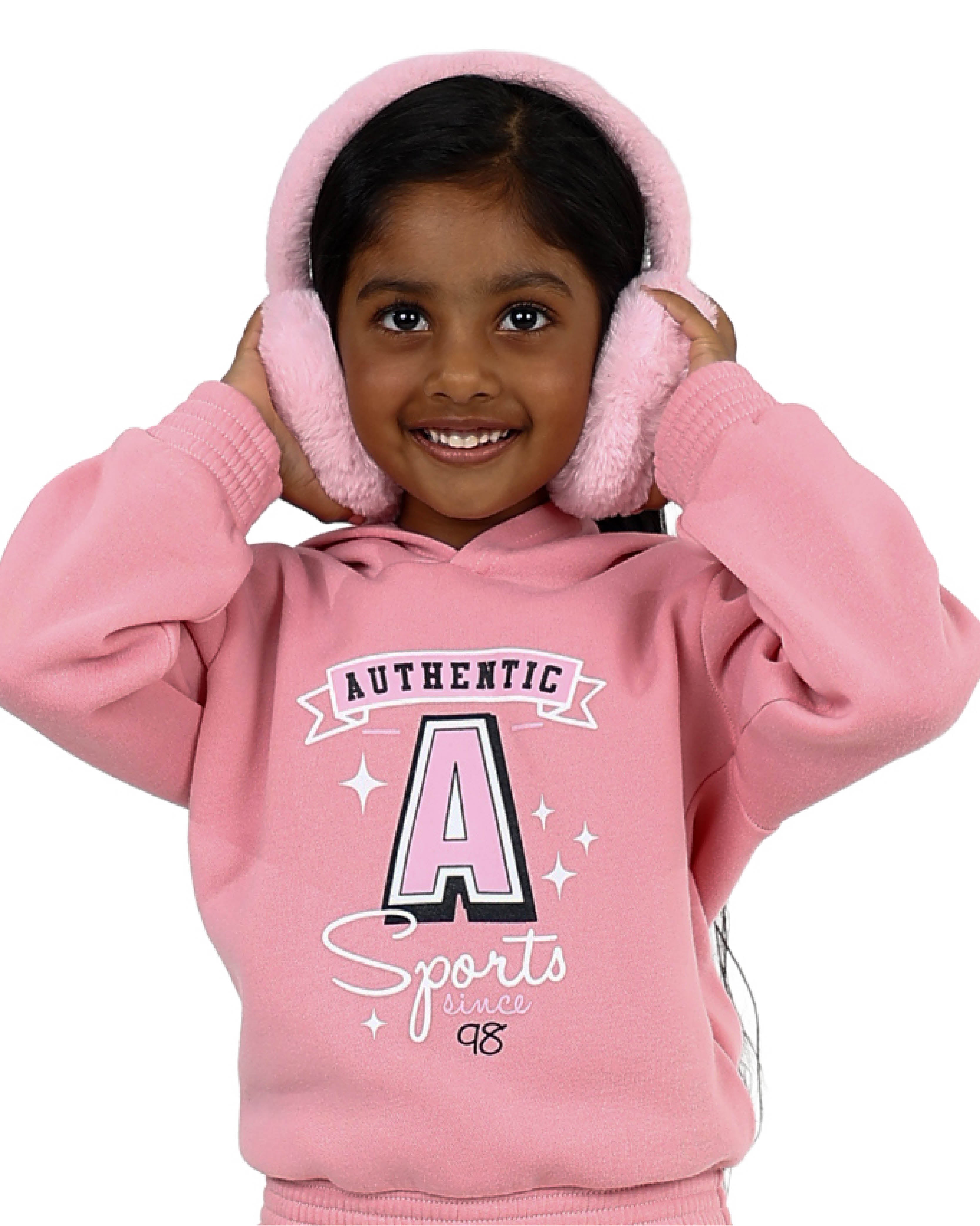 Pink Plush Butterfly Embroidered Earmuffs