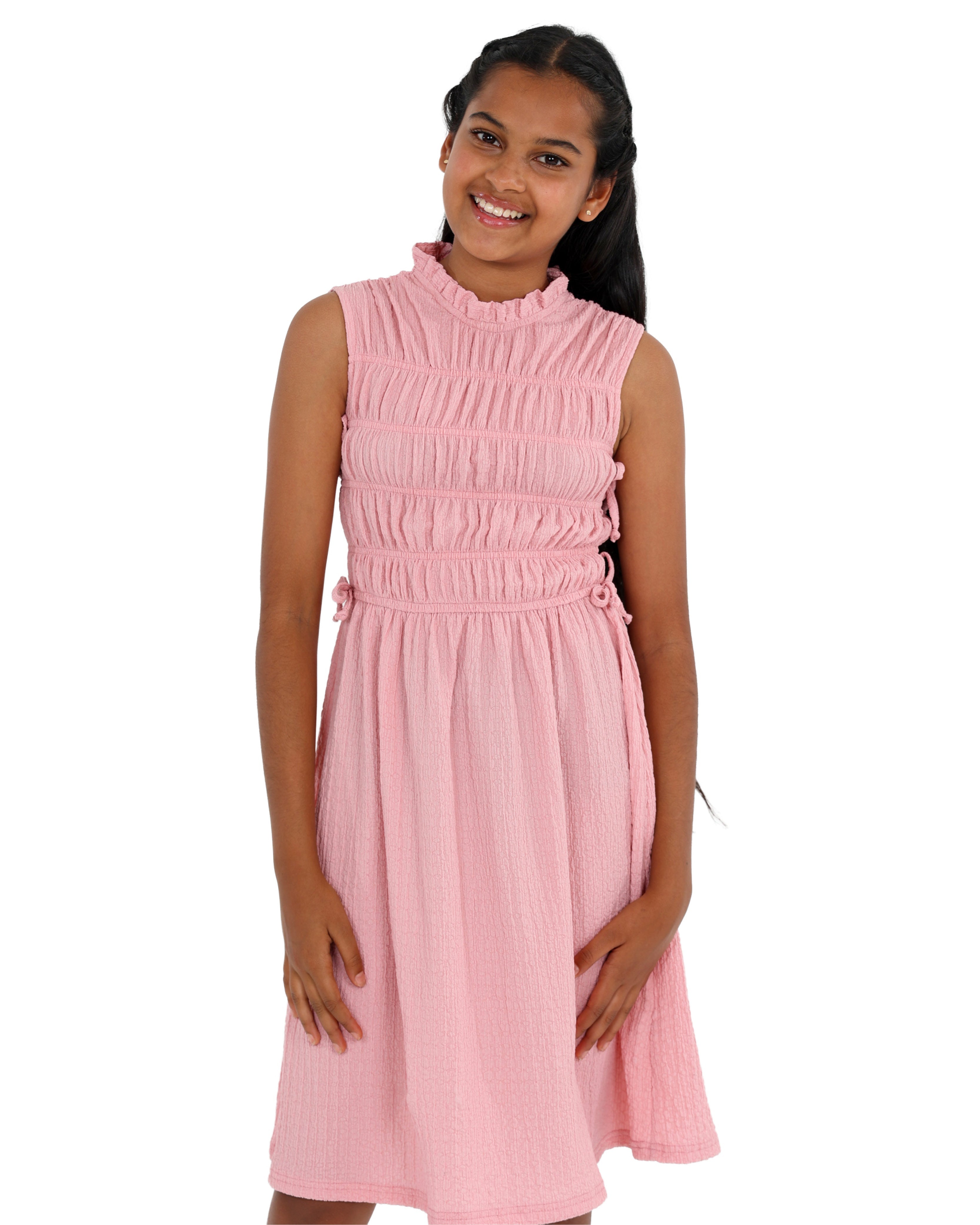 Sleeveless Ruched High Neck Dress