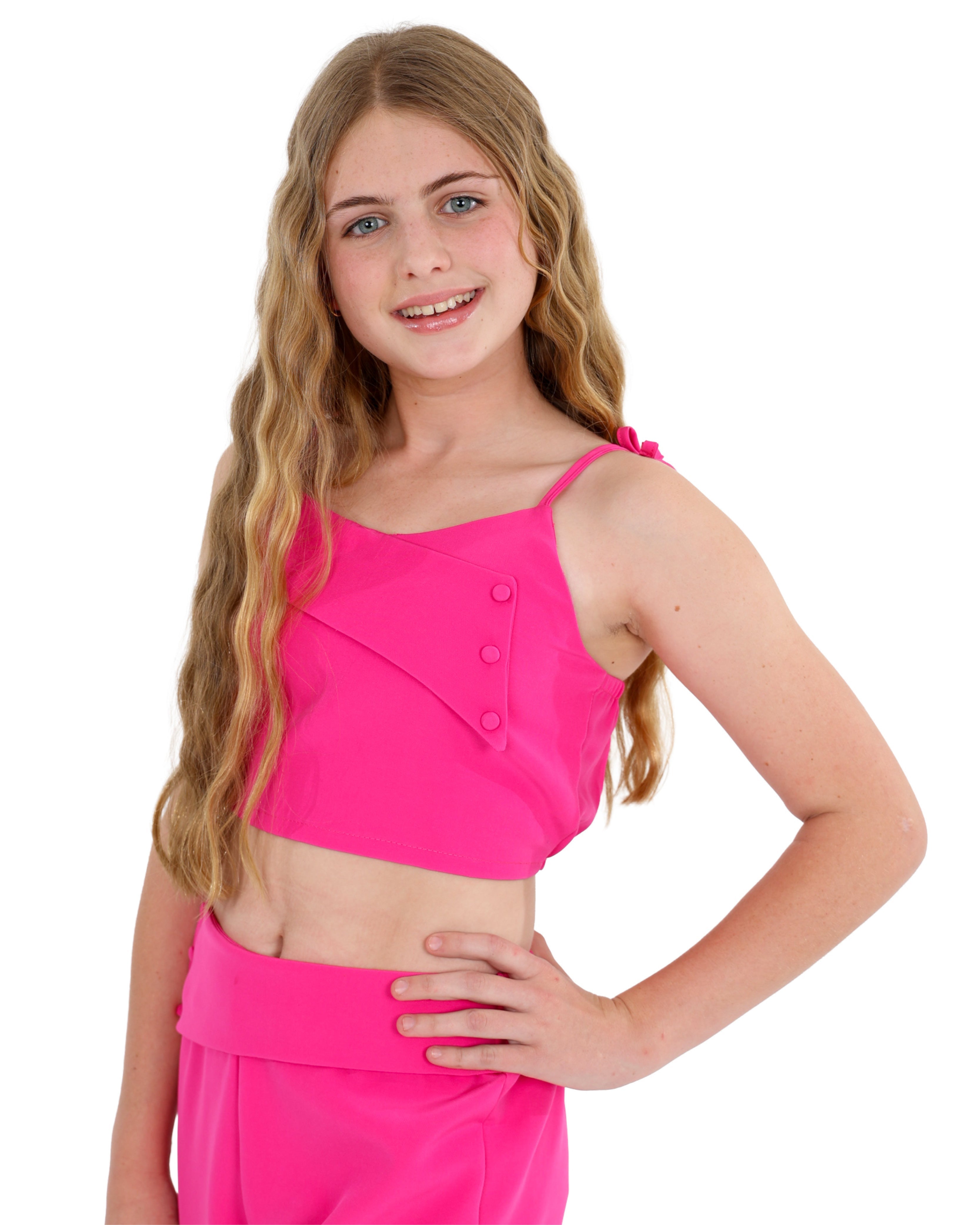 Button Detail Crop Top & Pants Set