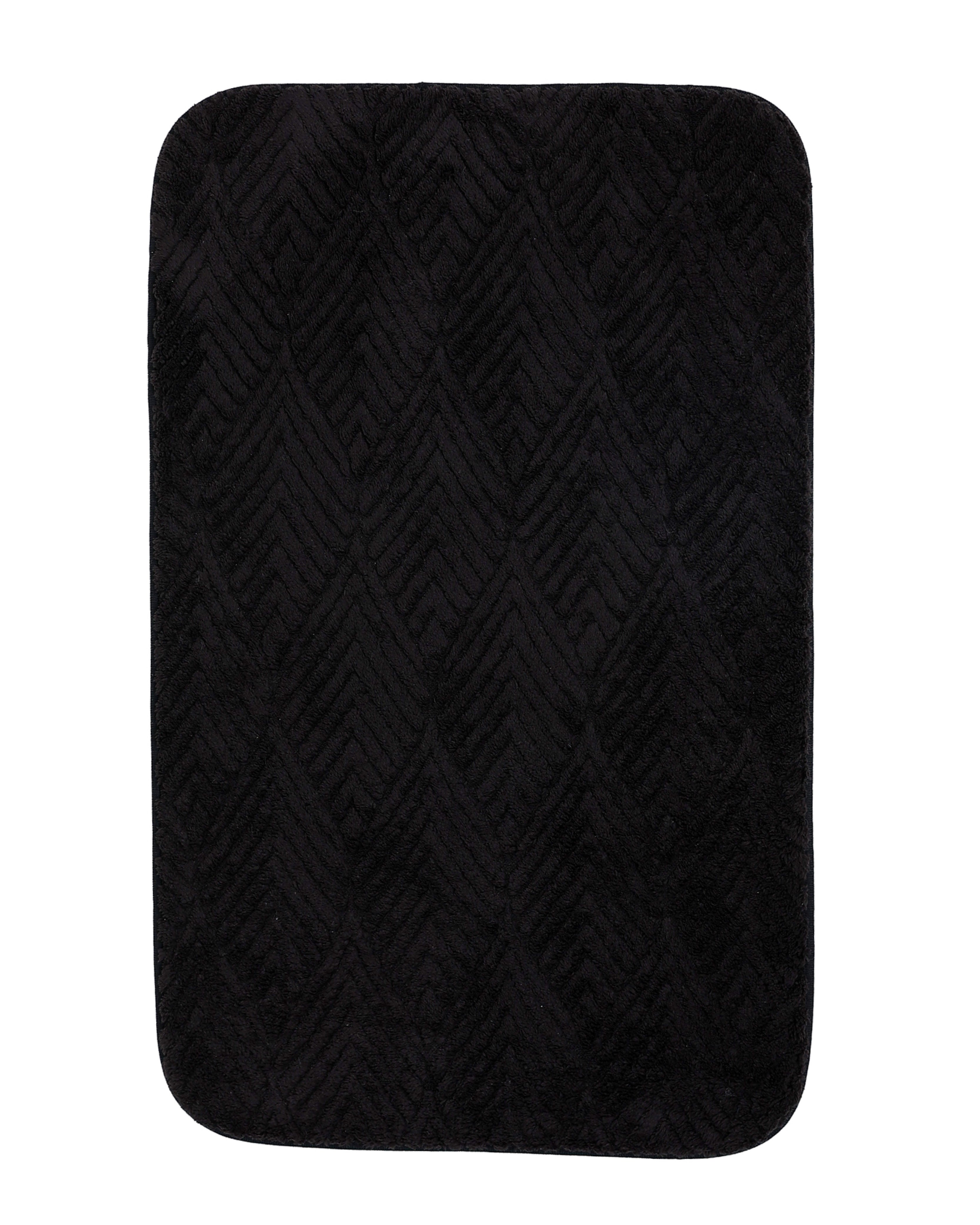 Large Black Embossed Leaf Bath Mat