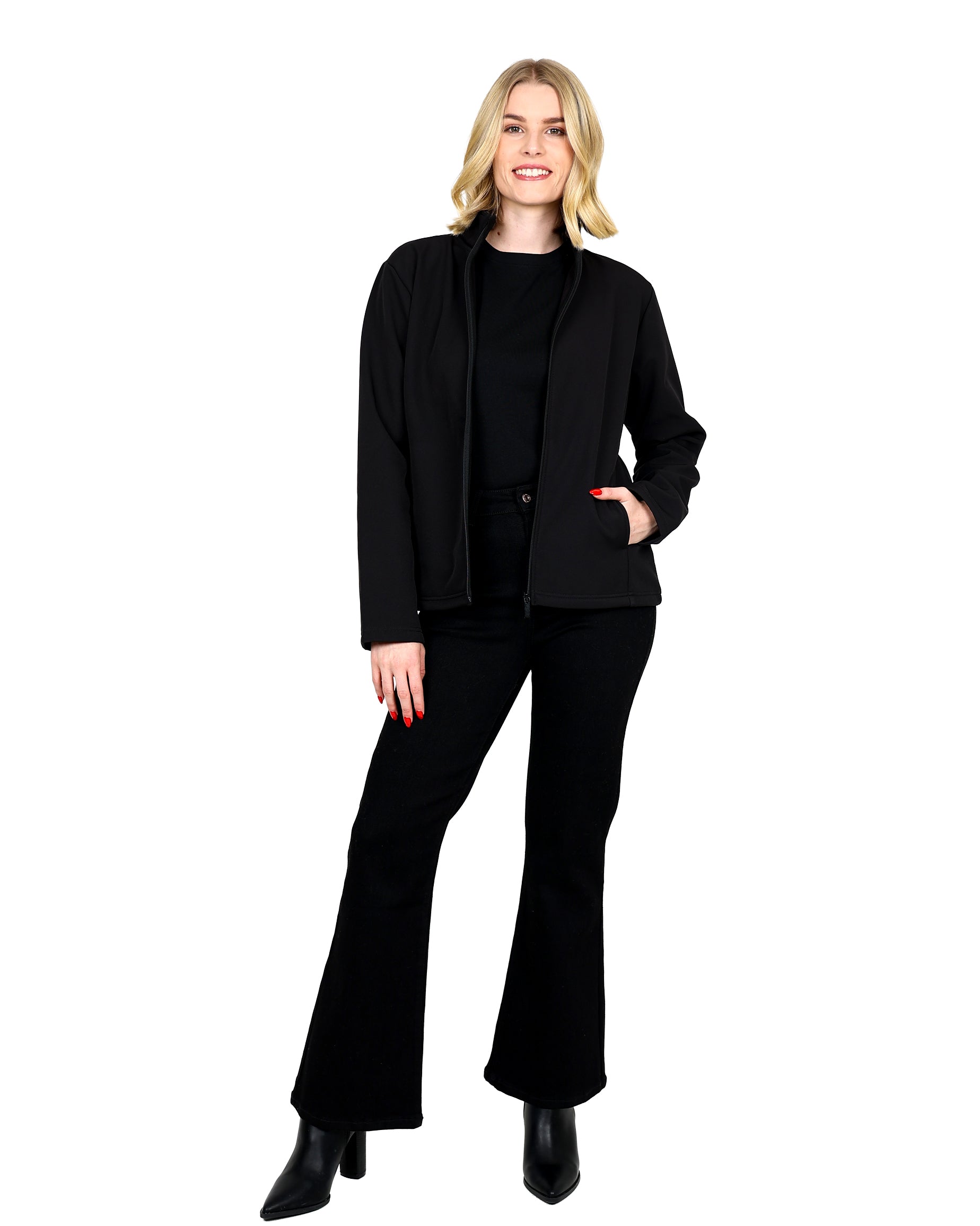 Black Bonded Zip-Through Jacket