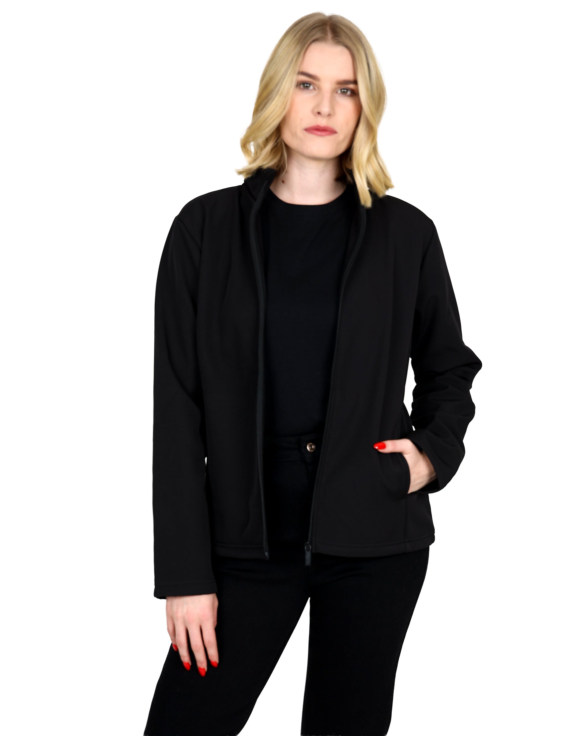 Black Bonded Zip-Through Jacket