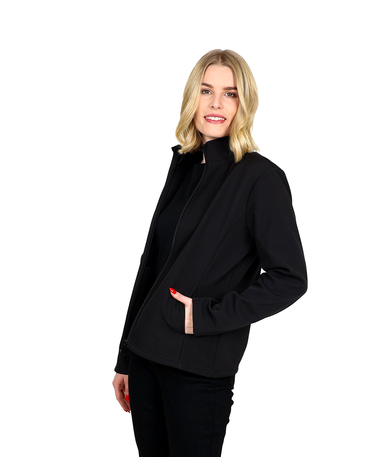Black Bonded Zip-Through Jacket