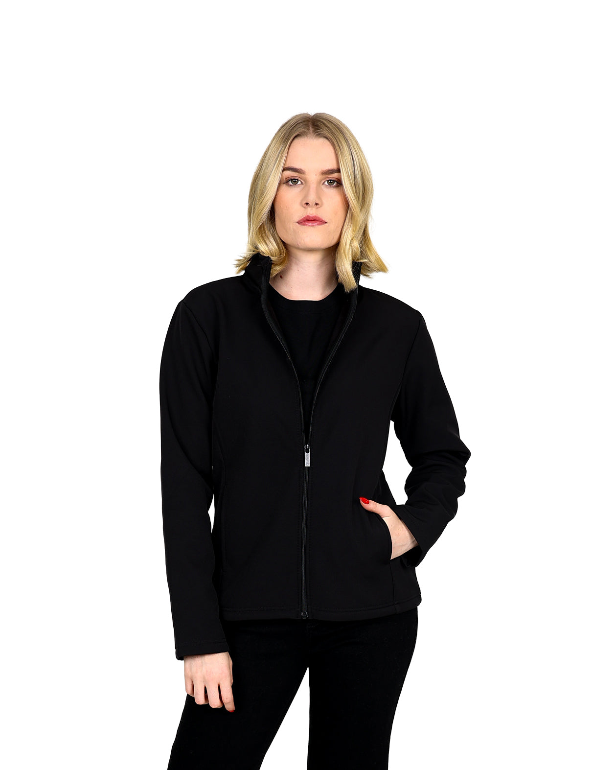Black Bonded Zip-Through Jacket