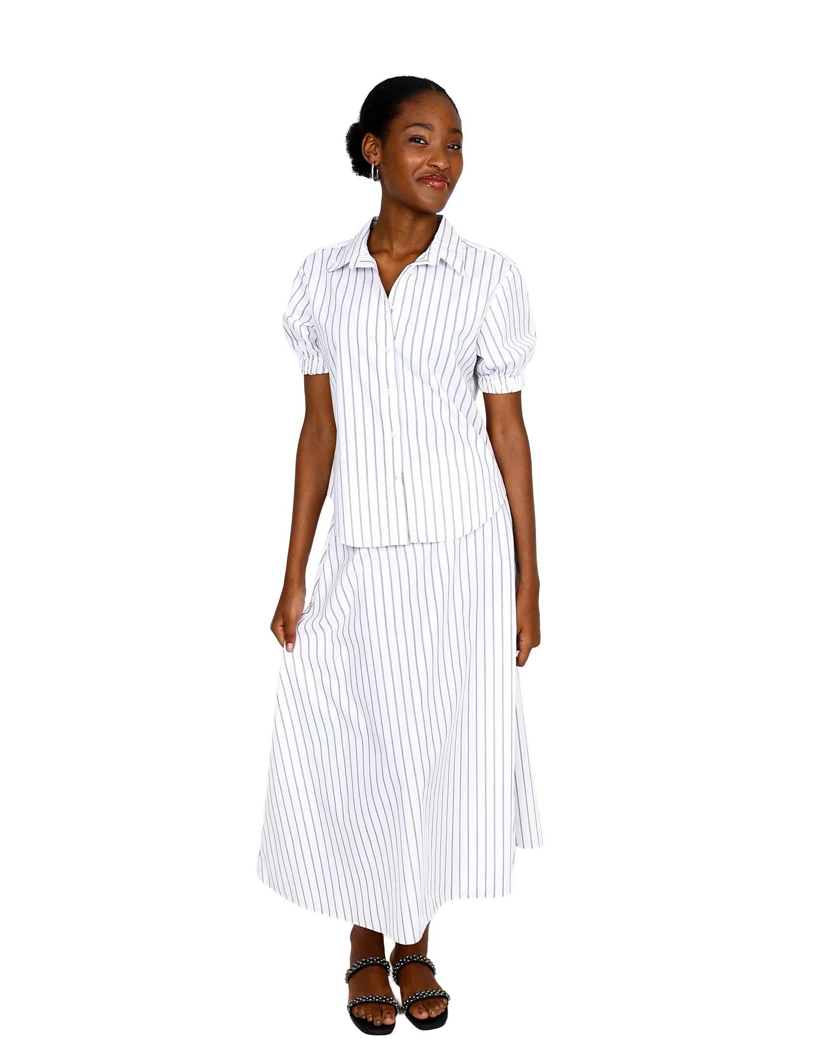 Striped Short Sleeve Boxy Shirt