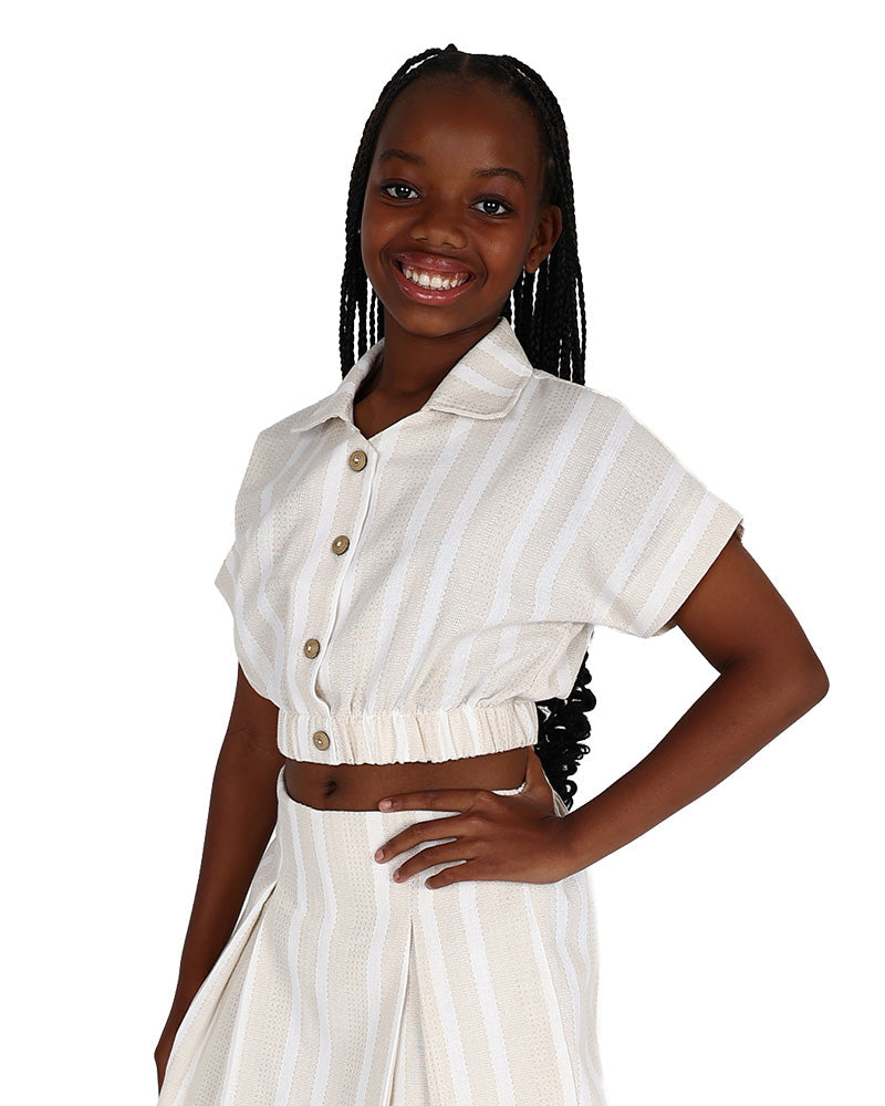 Short Sleeve Striped Skort Set