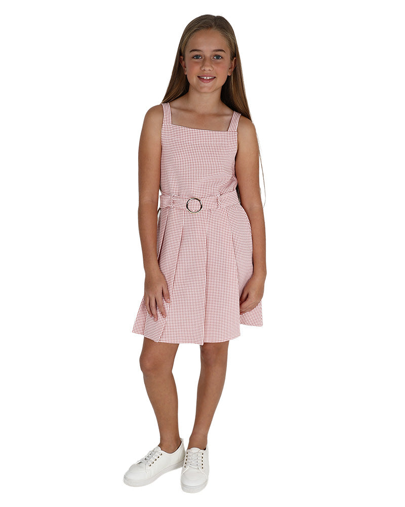 Sleeveless Checked Pleated Dress