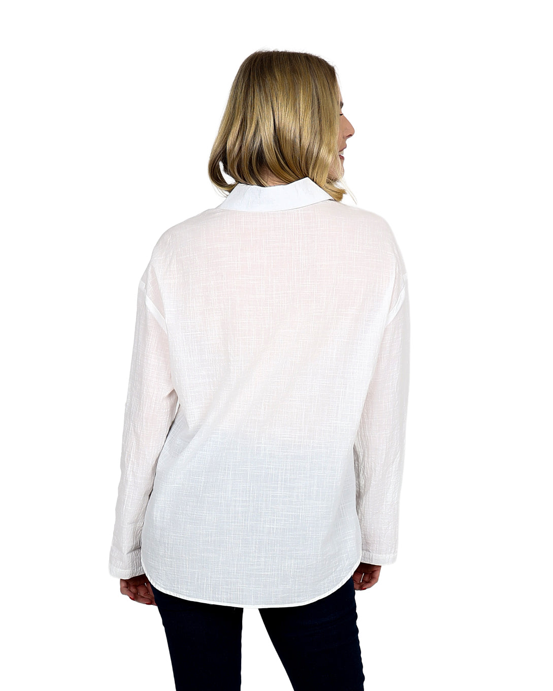 White Long Sleeve Voile Shirt