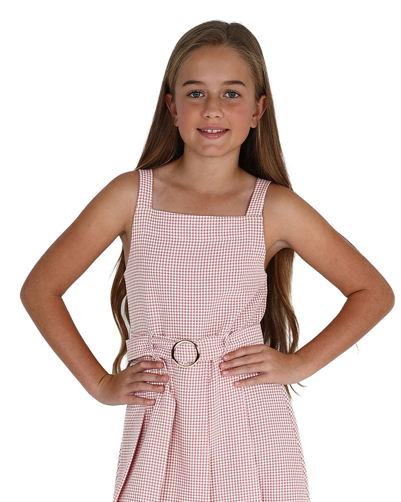 Sleeveless Checked Pleated Dress