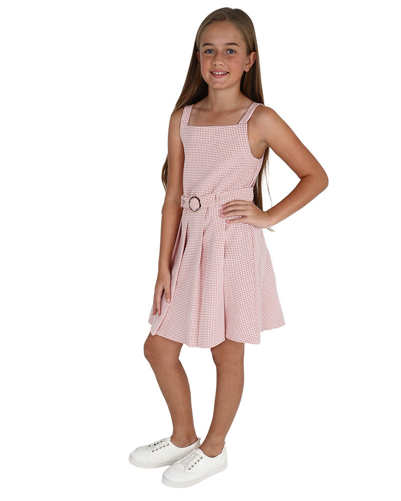 Sleeveless Checked Pleated Dress