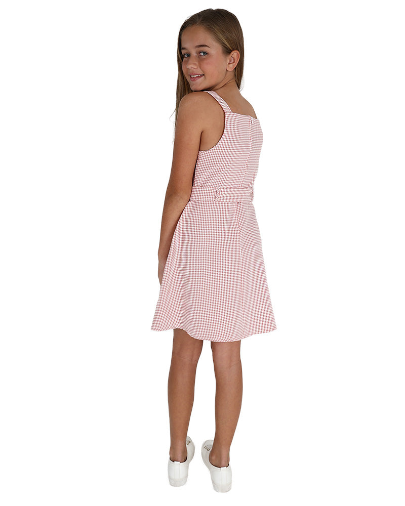 Sleeveless Checked Pleated Dress