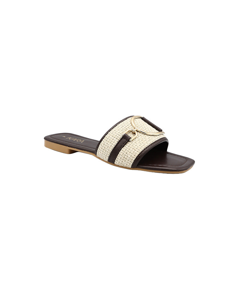 Chocolate Buckle Overlay Detail Mule