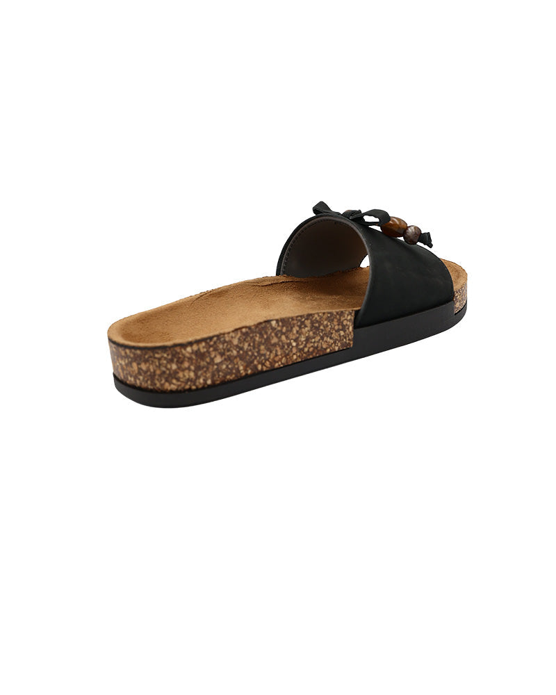 Black Beaded Bow Detail Mule