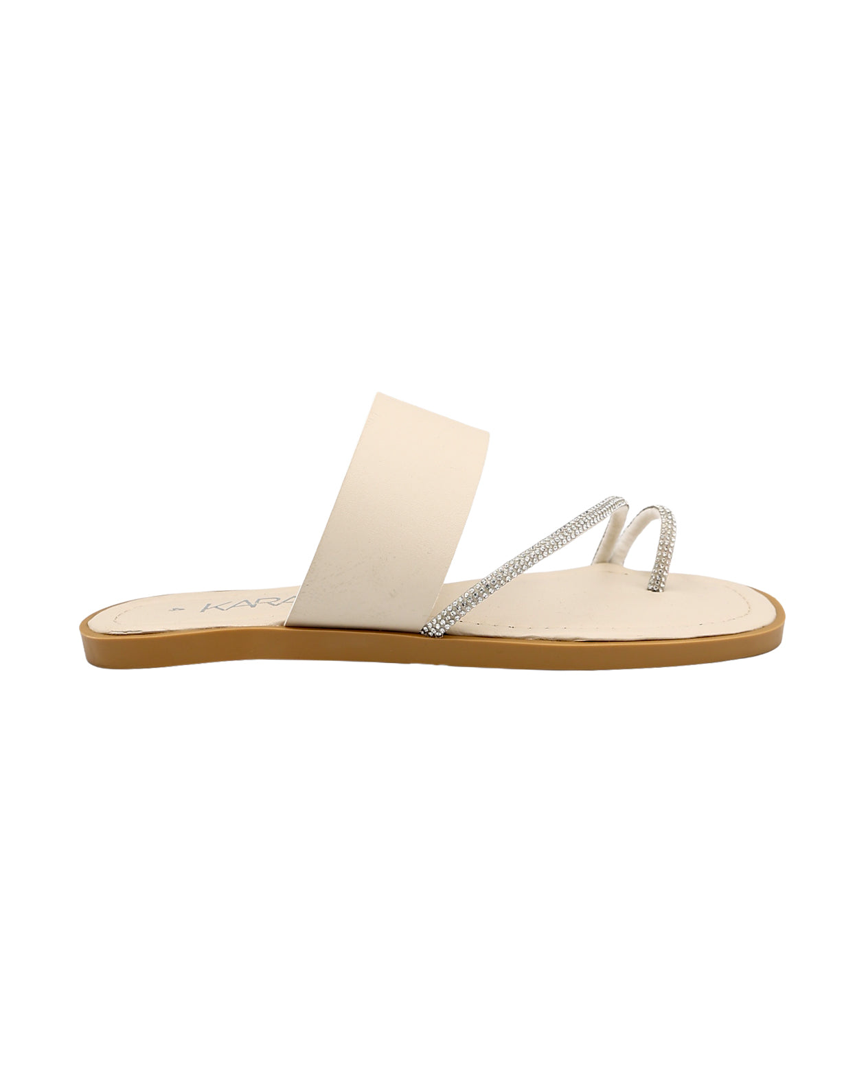 Taupe Embellished Toe Post Mule