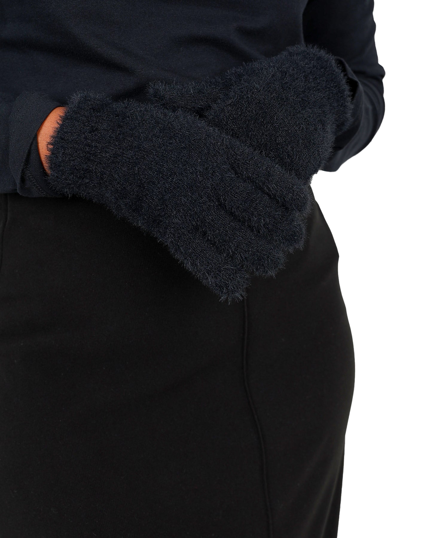 Black Pin Tuck Maxi Pencil Skirt