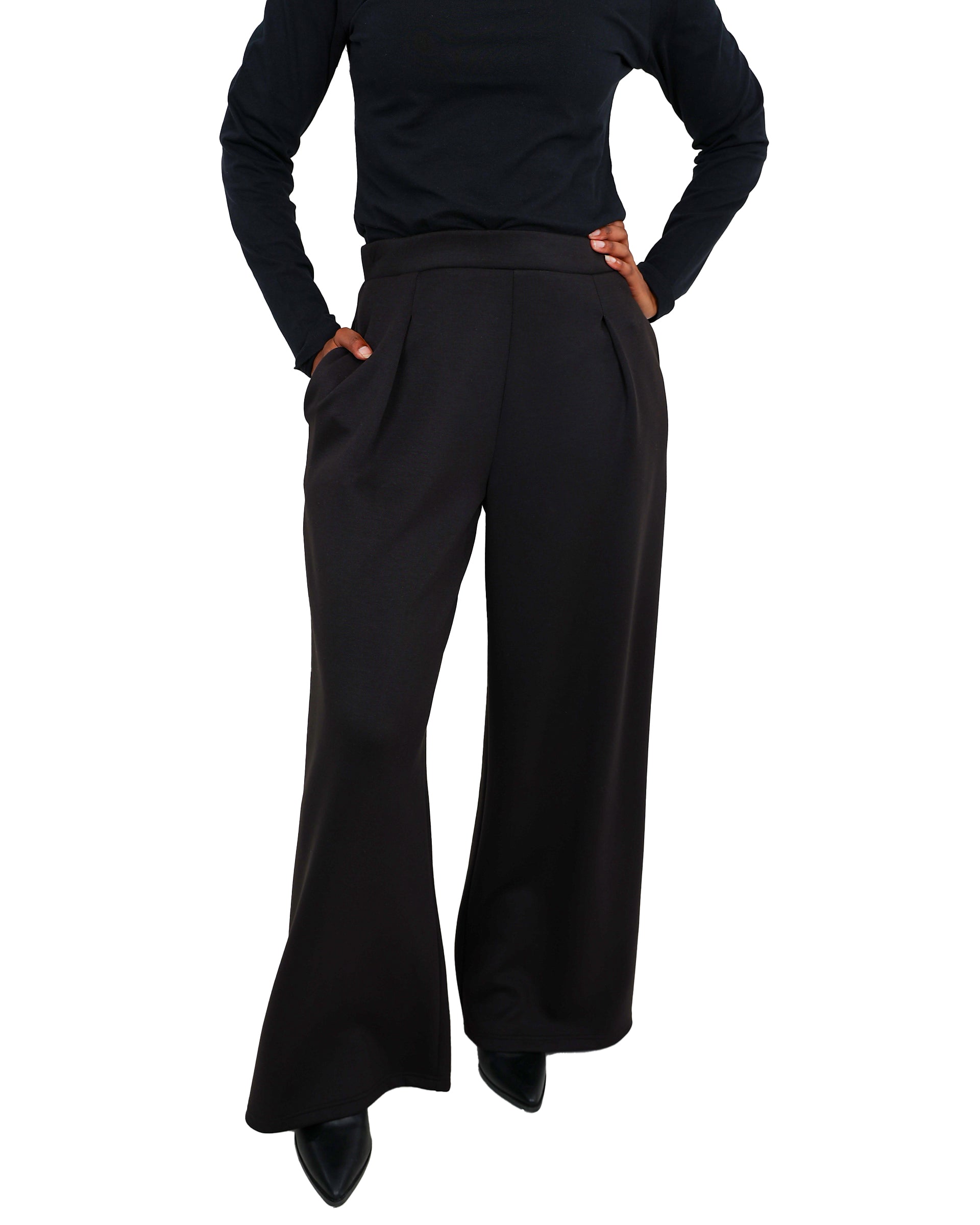 Black  Flared Scuba Pants